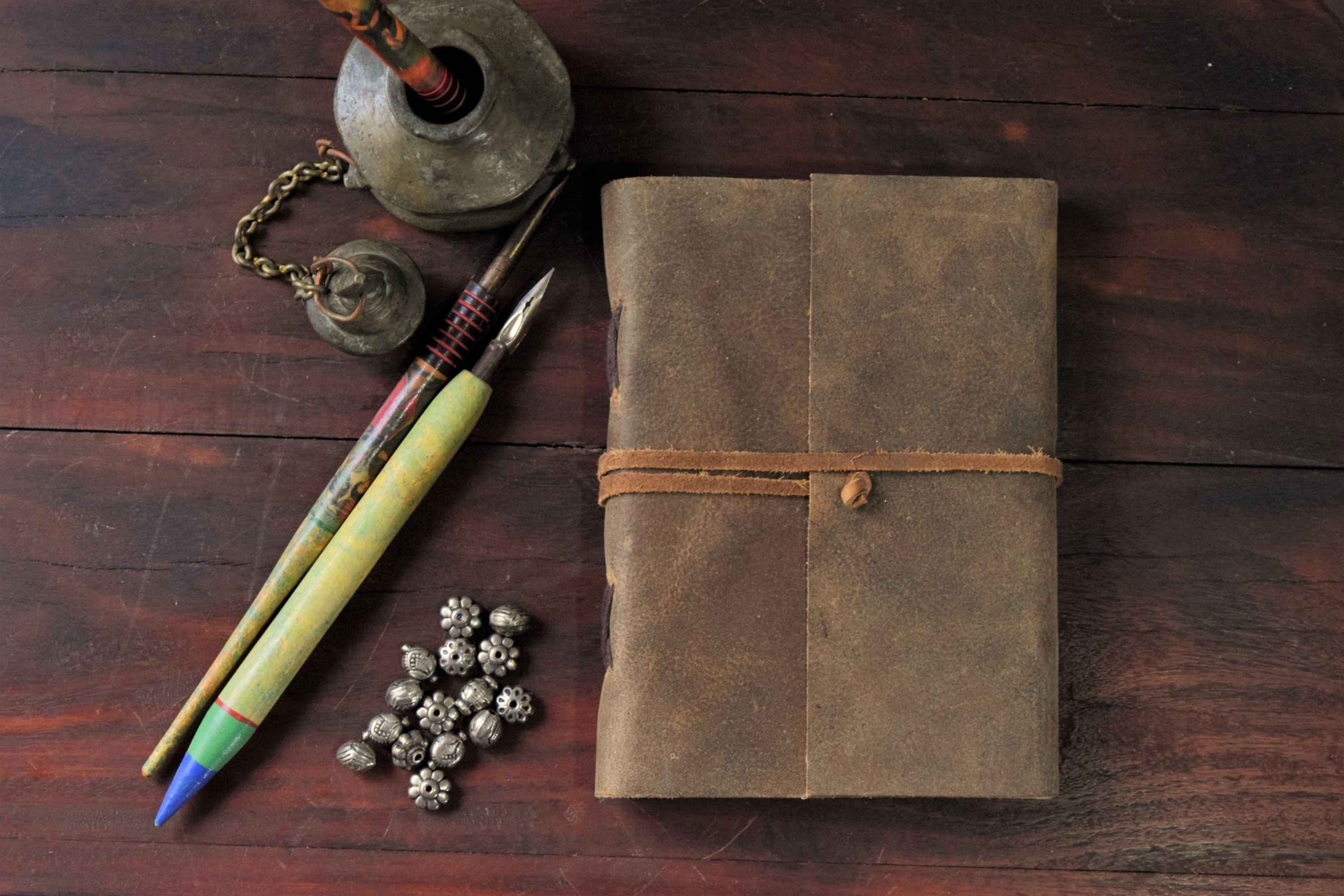 Gift for her - Brown buff leather journal