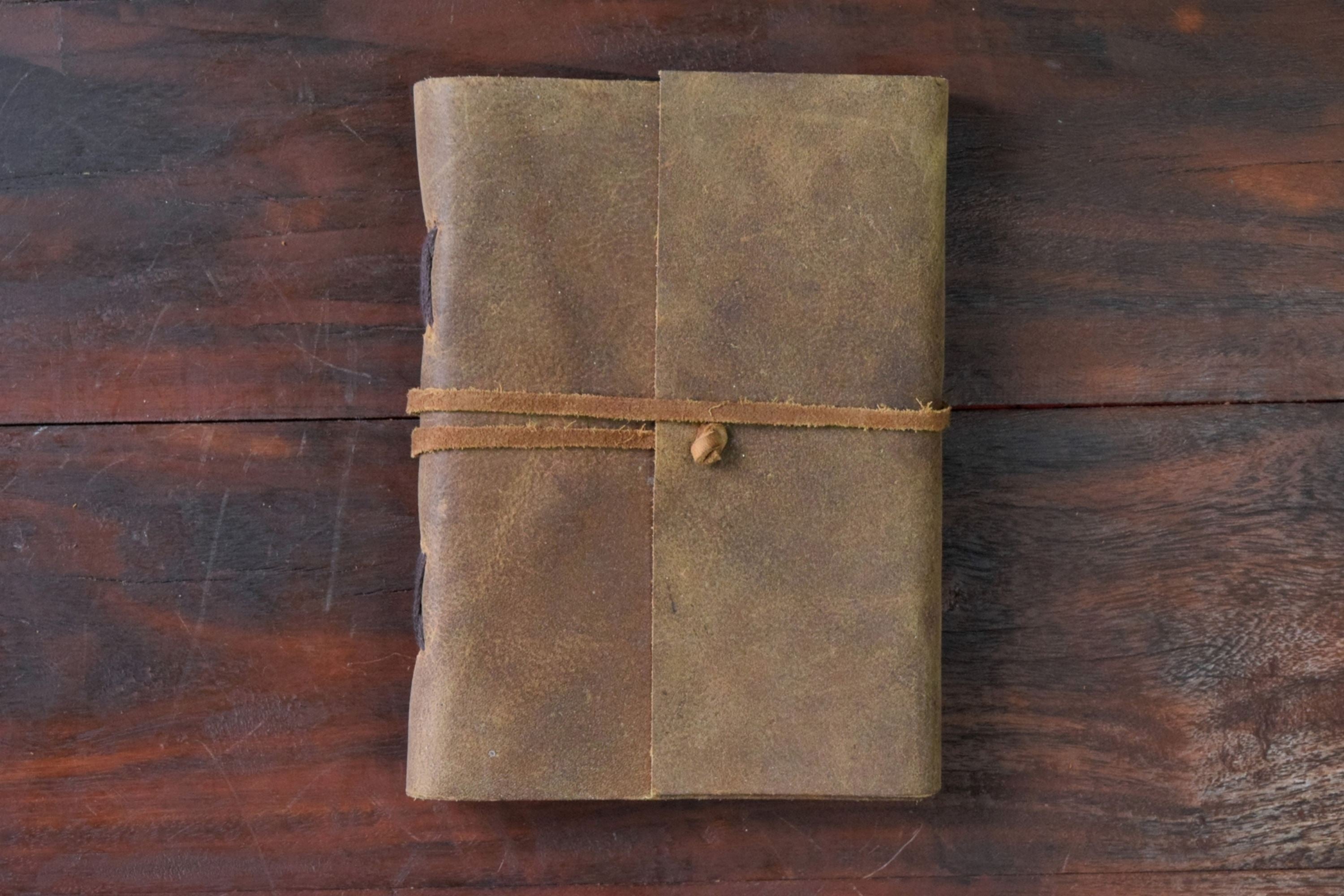 Gift for her - Brown buff leather journal