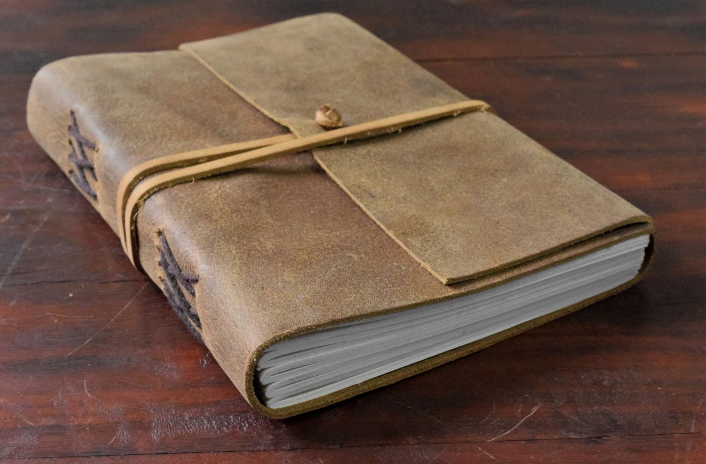 Gift for her - Brown buff leather journal