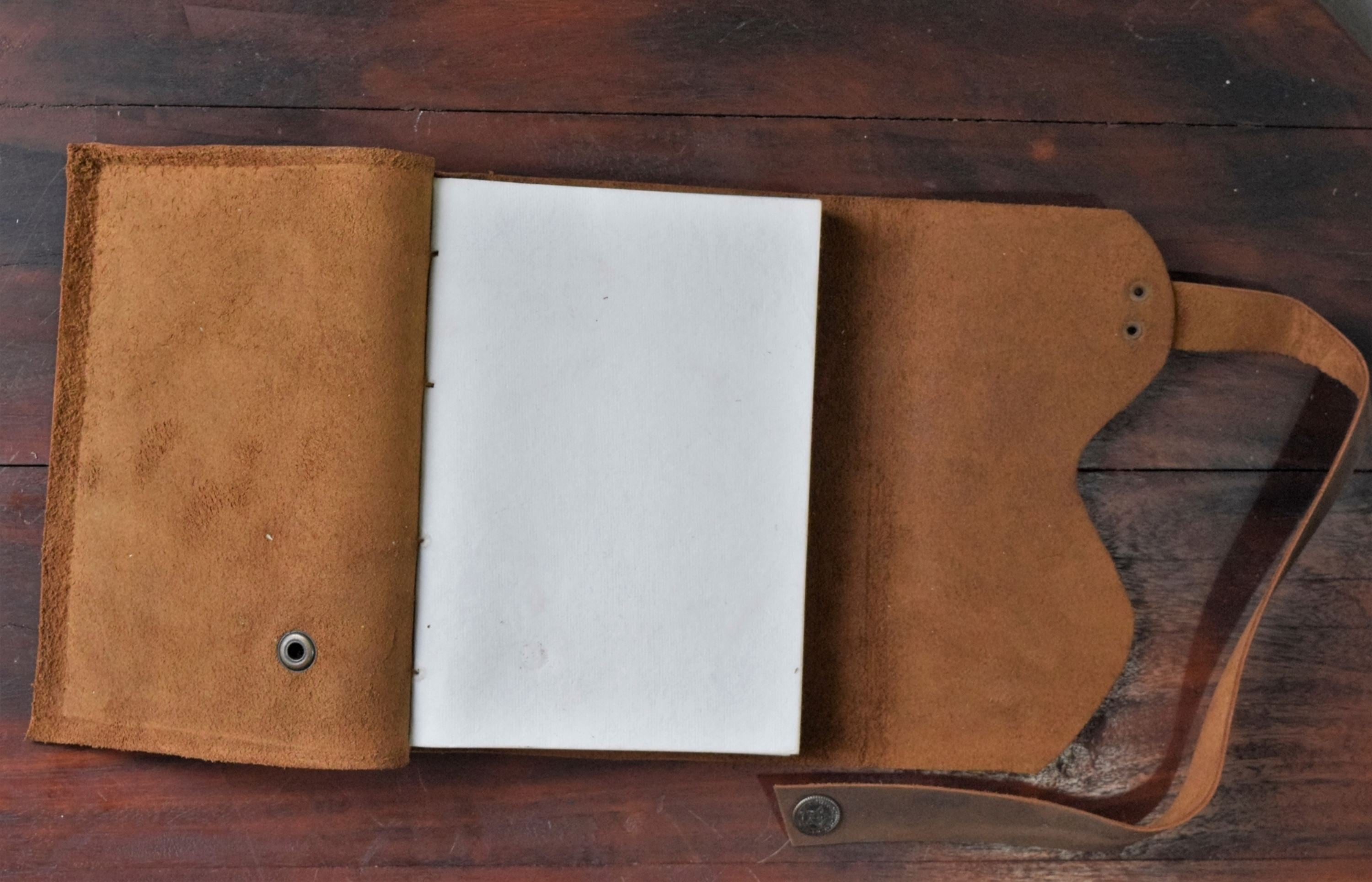 Gift for him - buff cross button leather journal