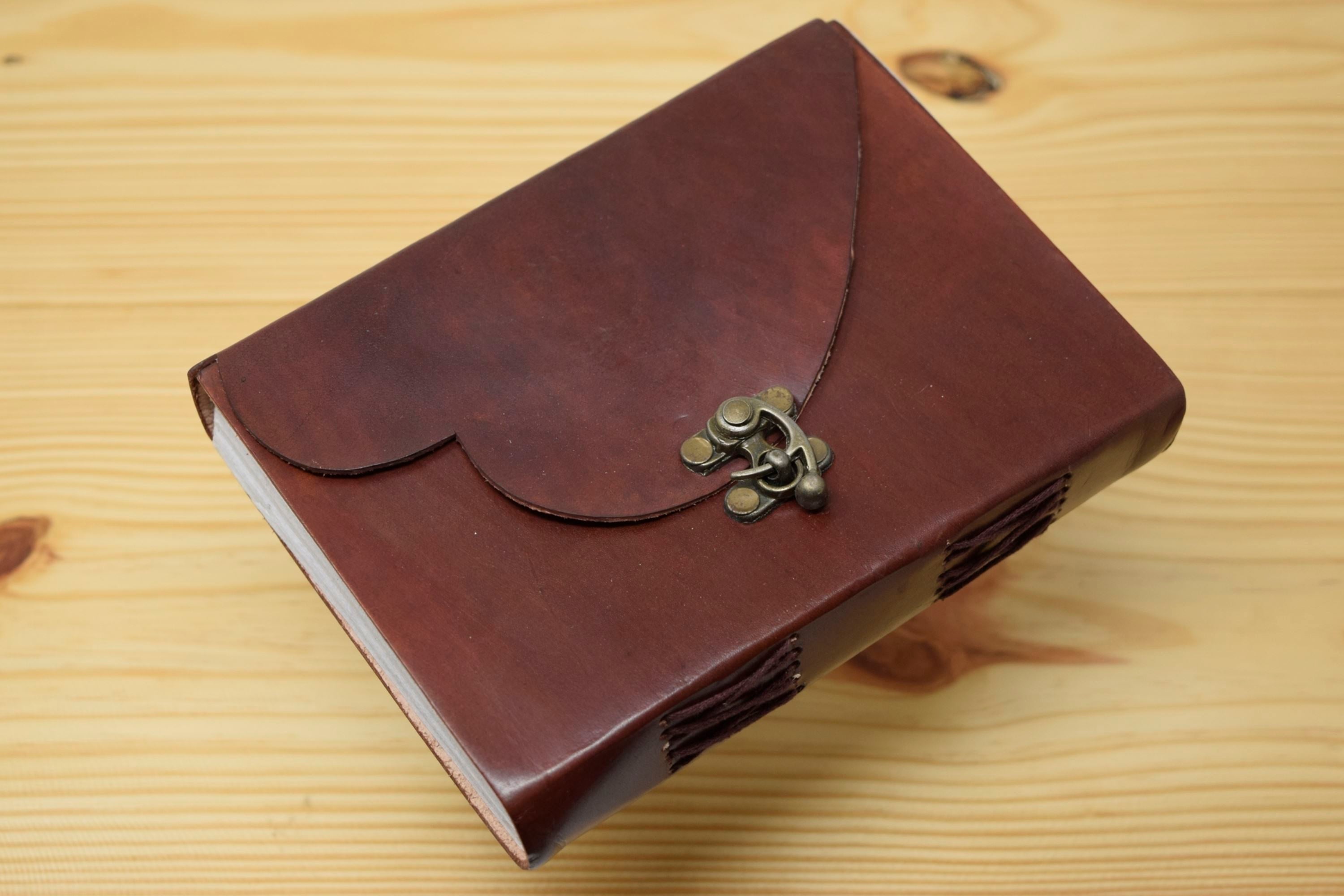 Vintage Handmade Leather Journal - Curved Heart