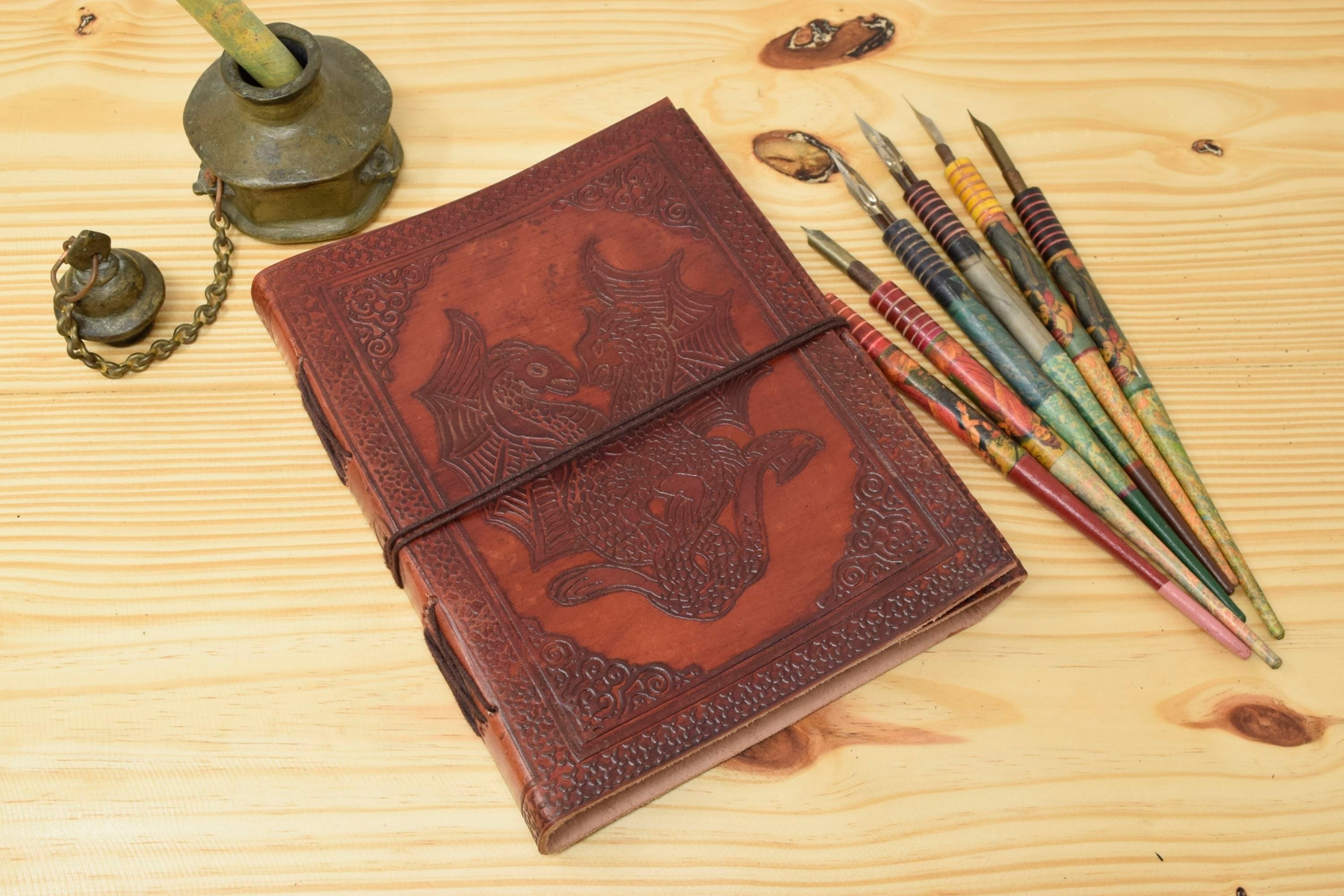 Vintage Handmade Leather Journal - Double Dragon Dori