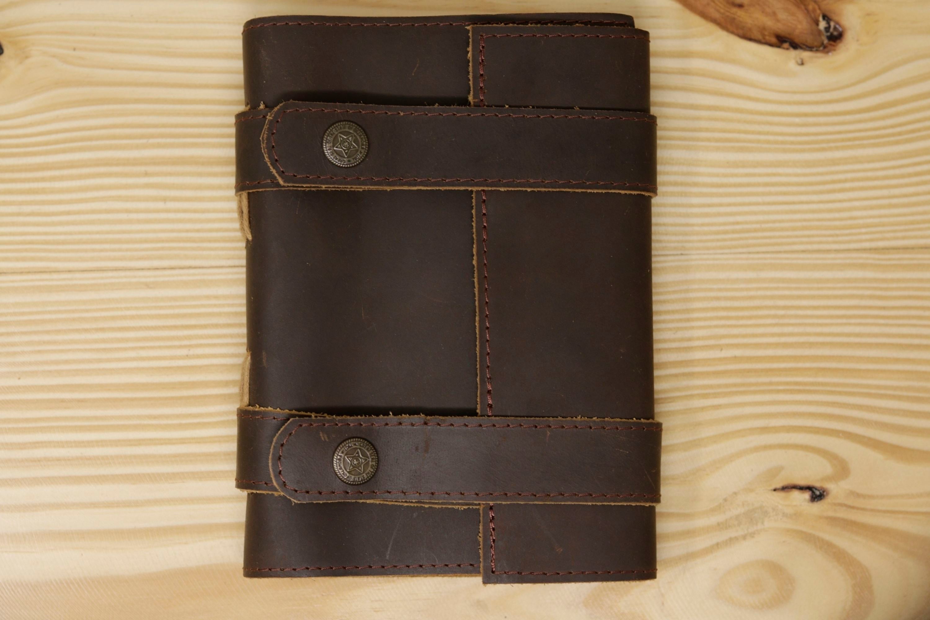 Handmade Vintage Leather Journal - Buff Double Button