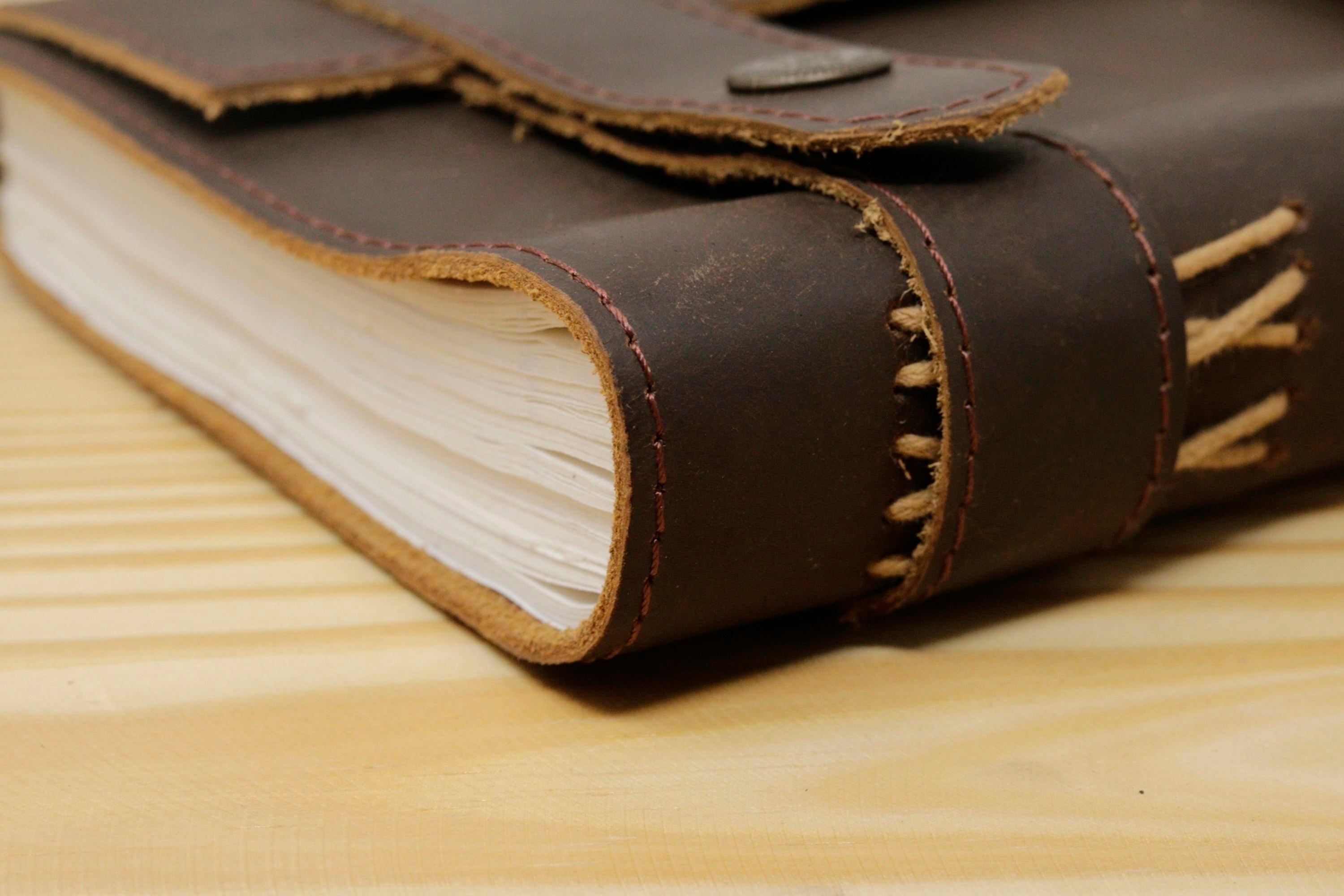 Handmade Vintage Leather Journal - Buff Double Button