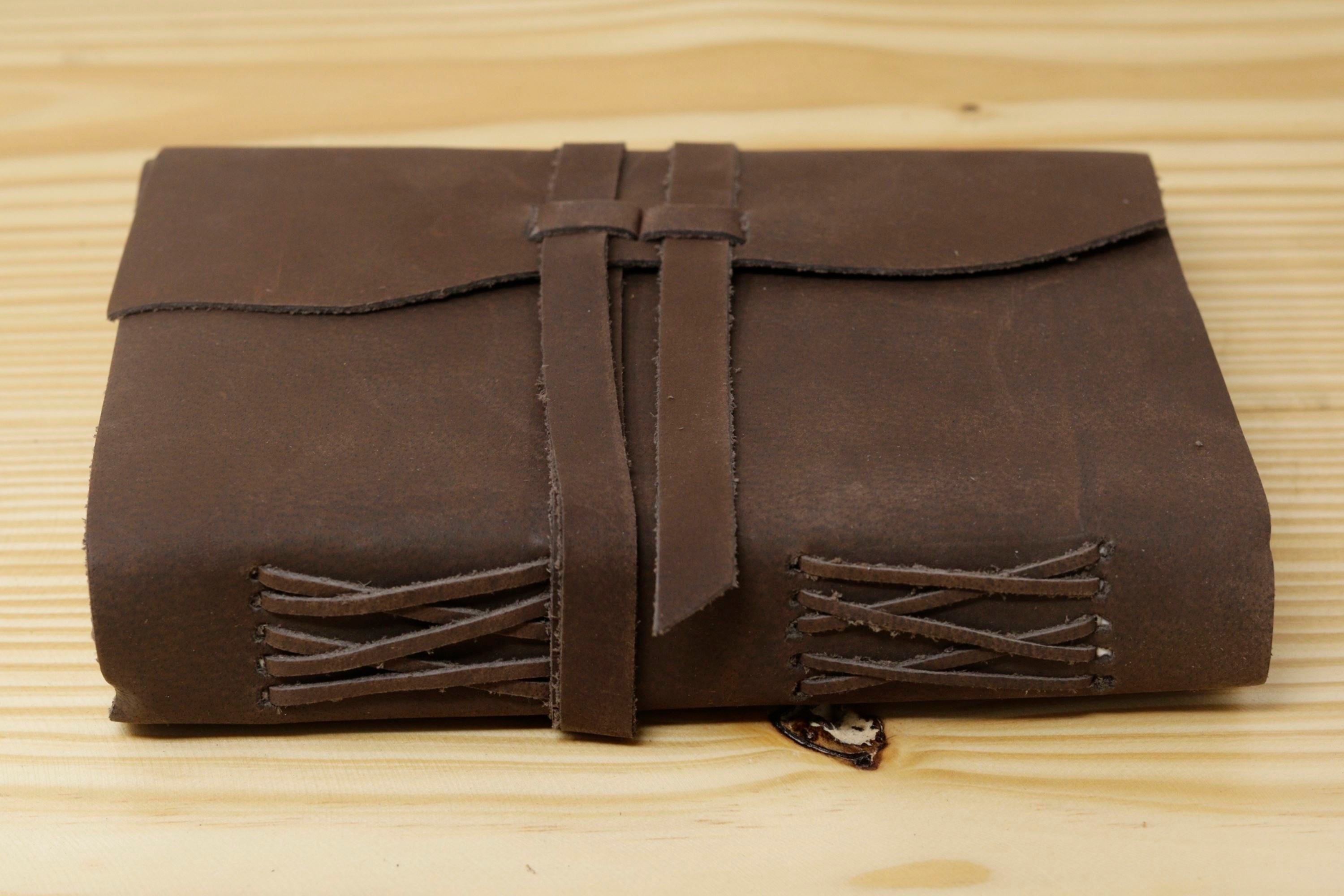 Handmade Vintage Leather Journal - Buff Cut Flap