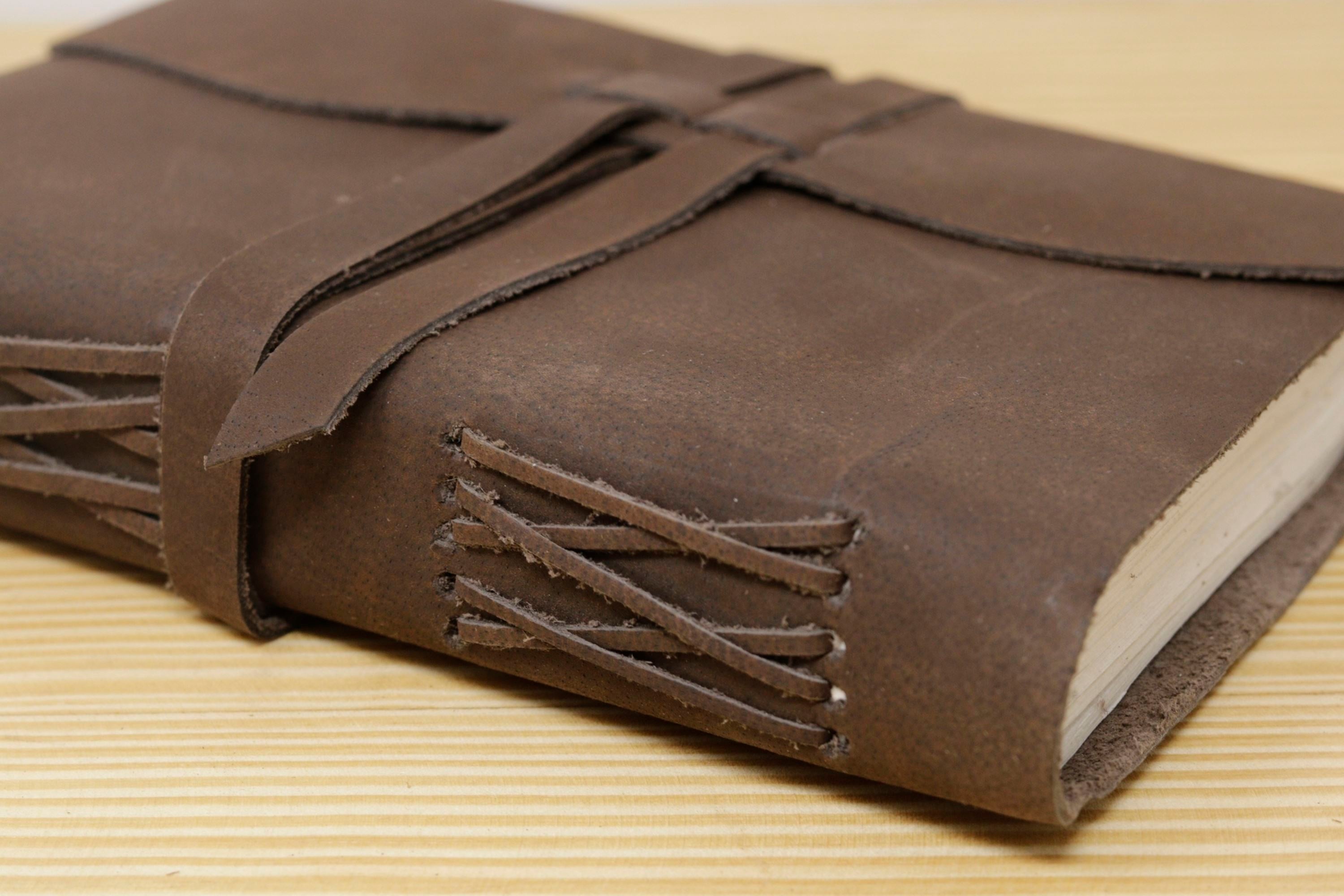 Handmade Vintage Leather Journal - Buff Cut Flap