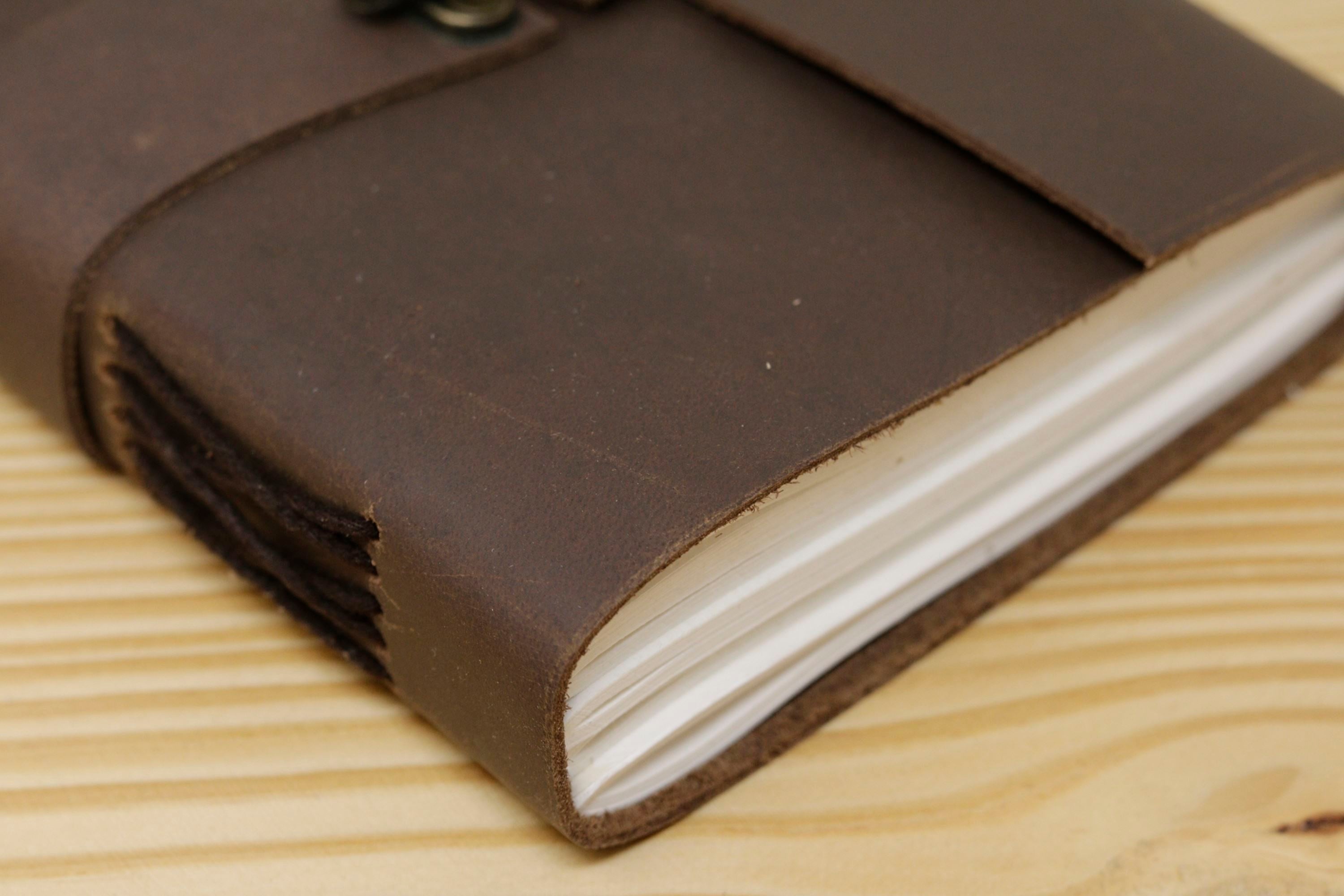 Handmade Vintage Leather Journal - Buff Plain Centre Lock