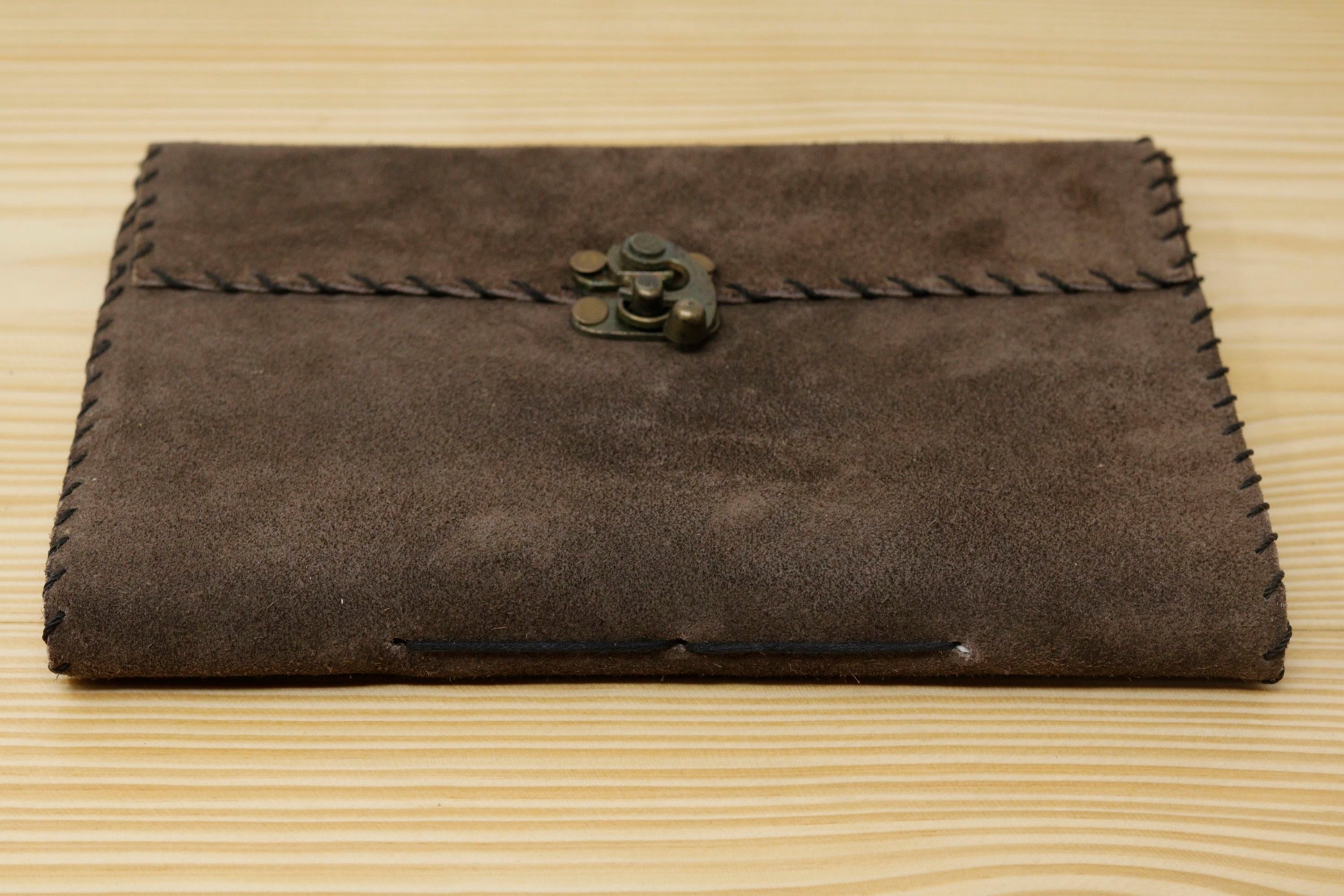 Handmade Vintage Leather Journal - Suede Centre Lock