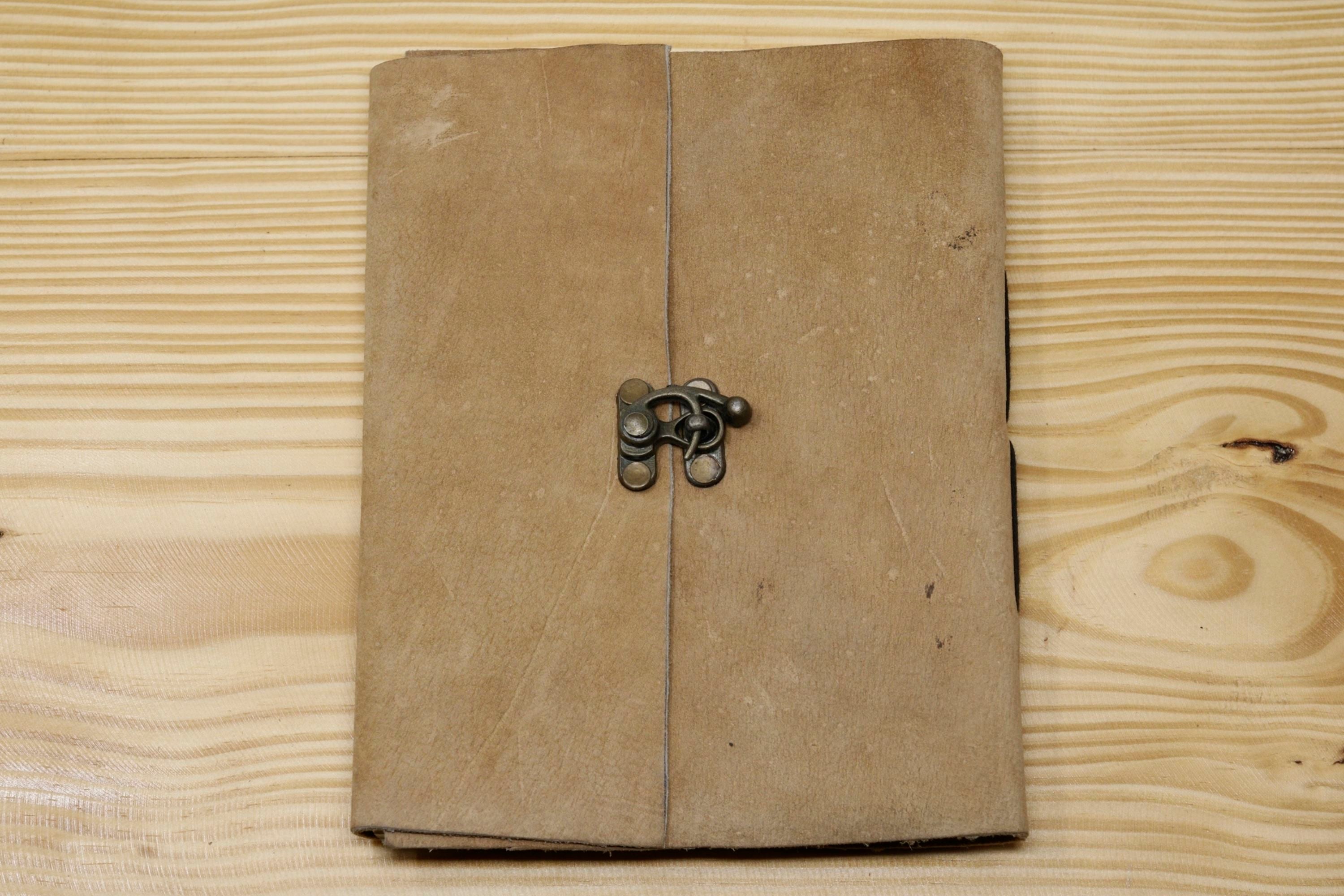 Handmade Vintage Leather Journal - Light Brown Suede Centre Lock