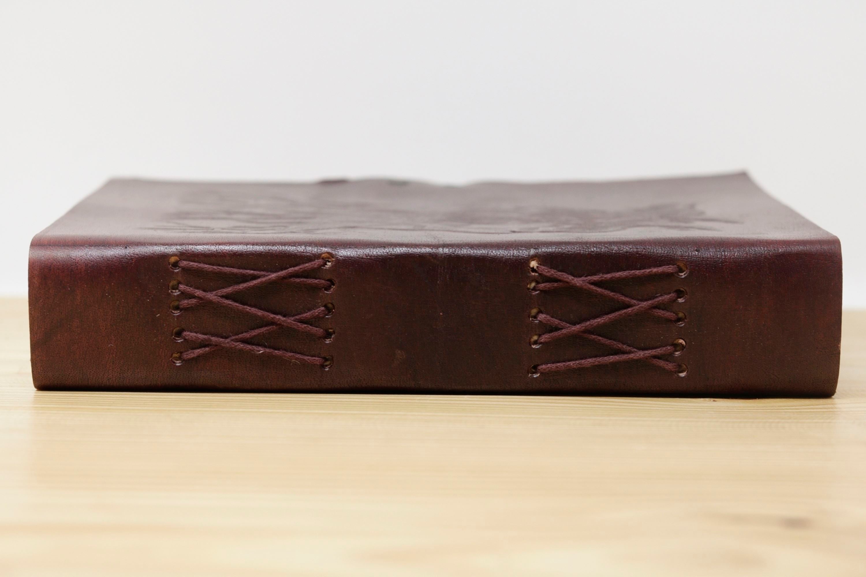 Vintage Handmade Leather Journal - Face Tree Lock