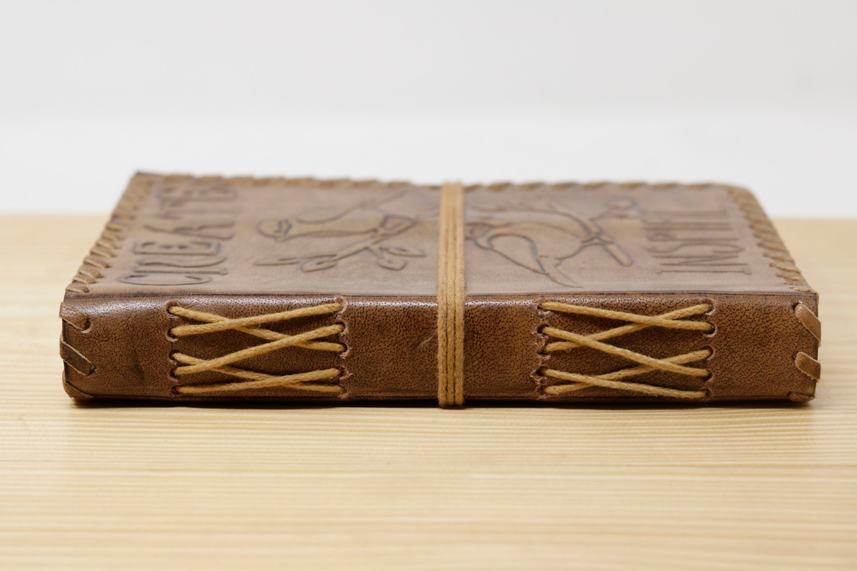 Vintage Handmade Leather Journal - Create Inspire Sparrow Dori