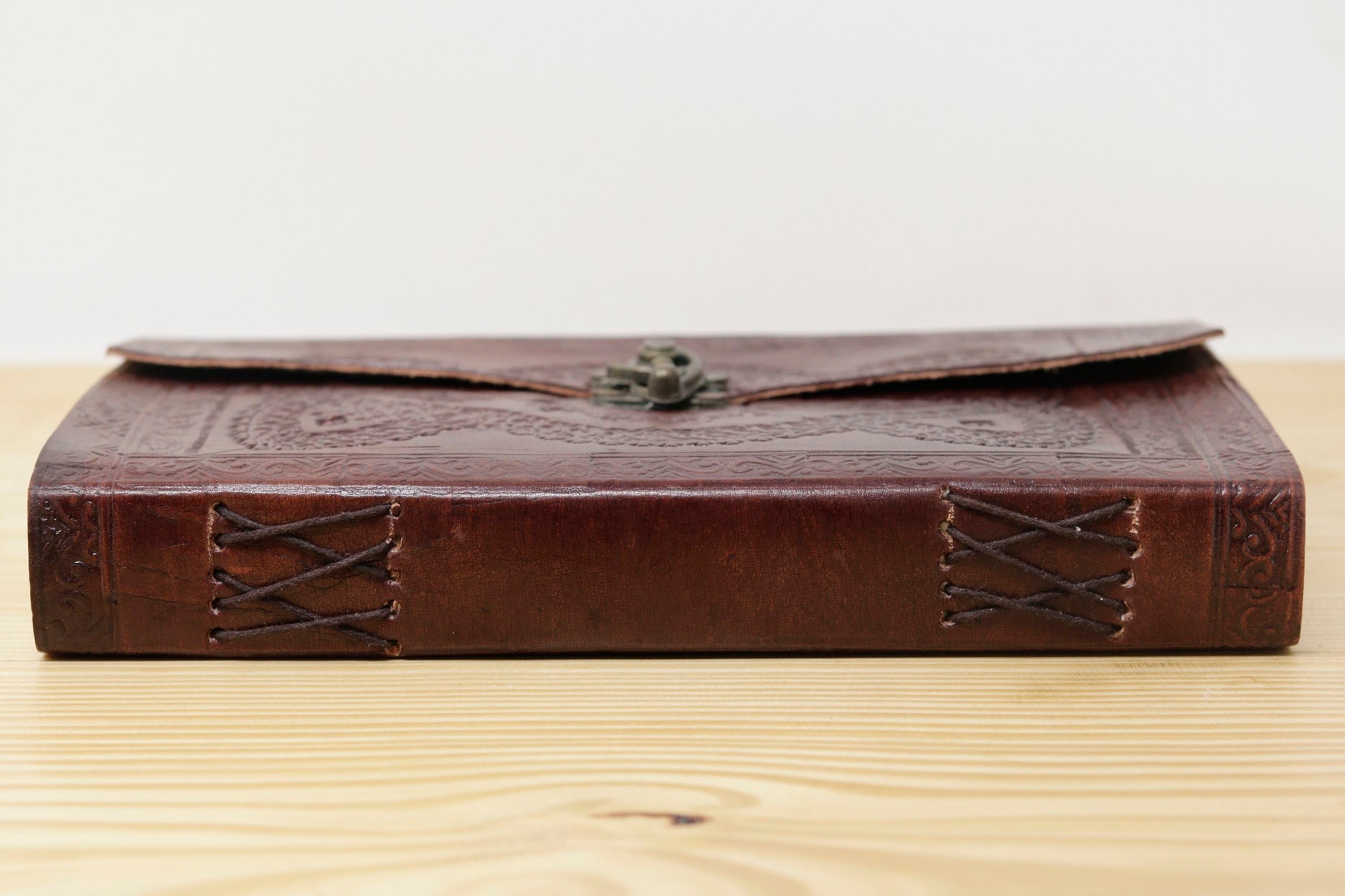 Vintage Handmade Leather Journal - Bow Lock