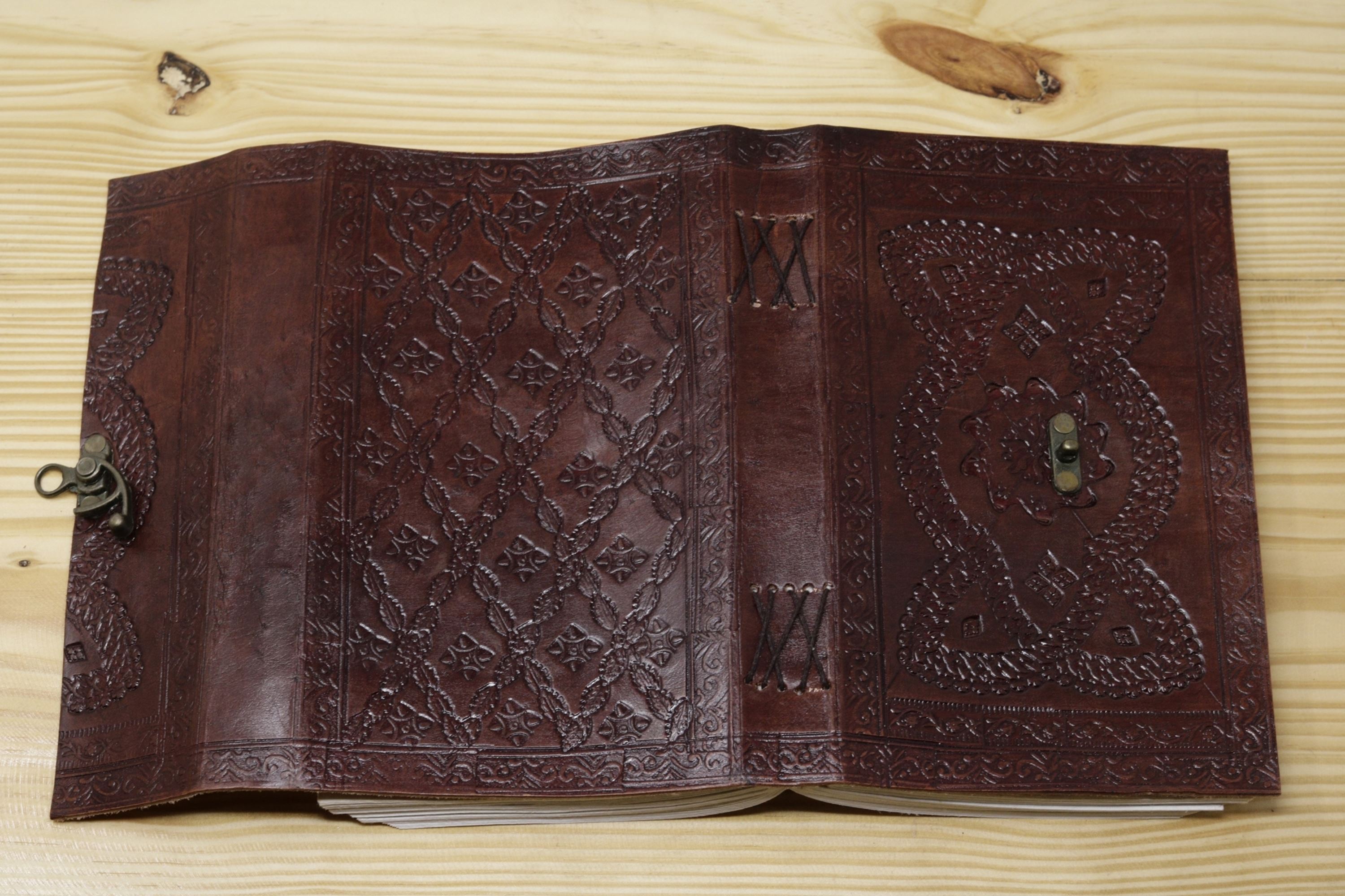 Vintage Handmade Leather Journal - Bow Lock