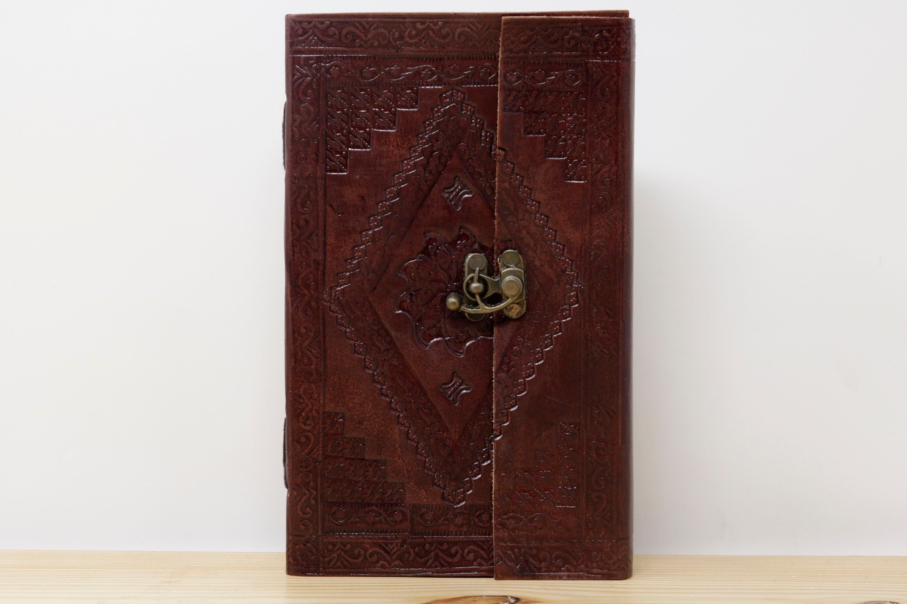 Vintage Handmade Leather Journal - Diamond Lock