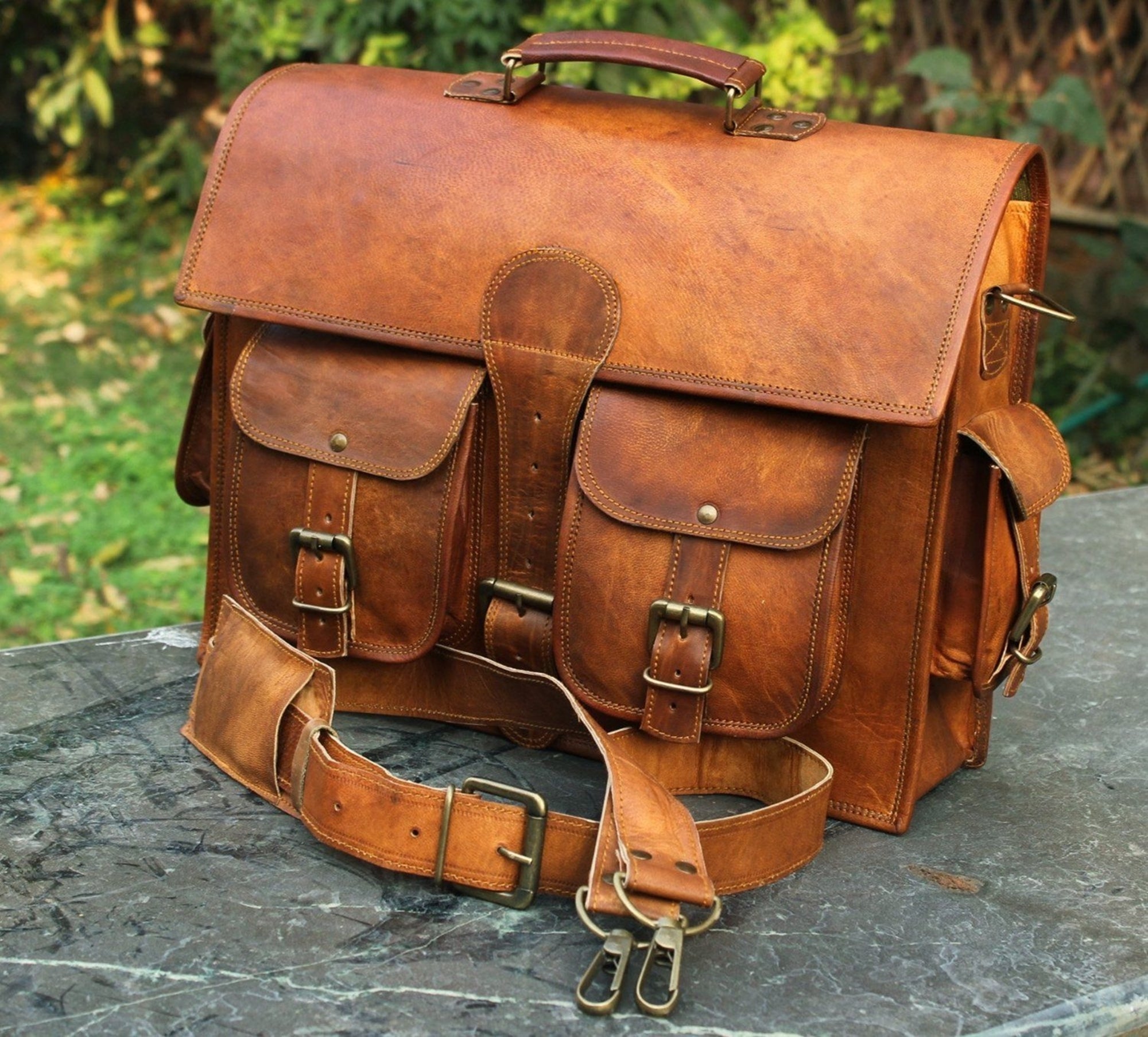 Vintage Brown casual Handmade Briefcase Leather Bag