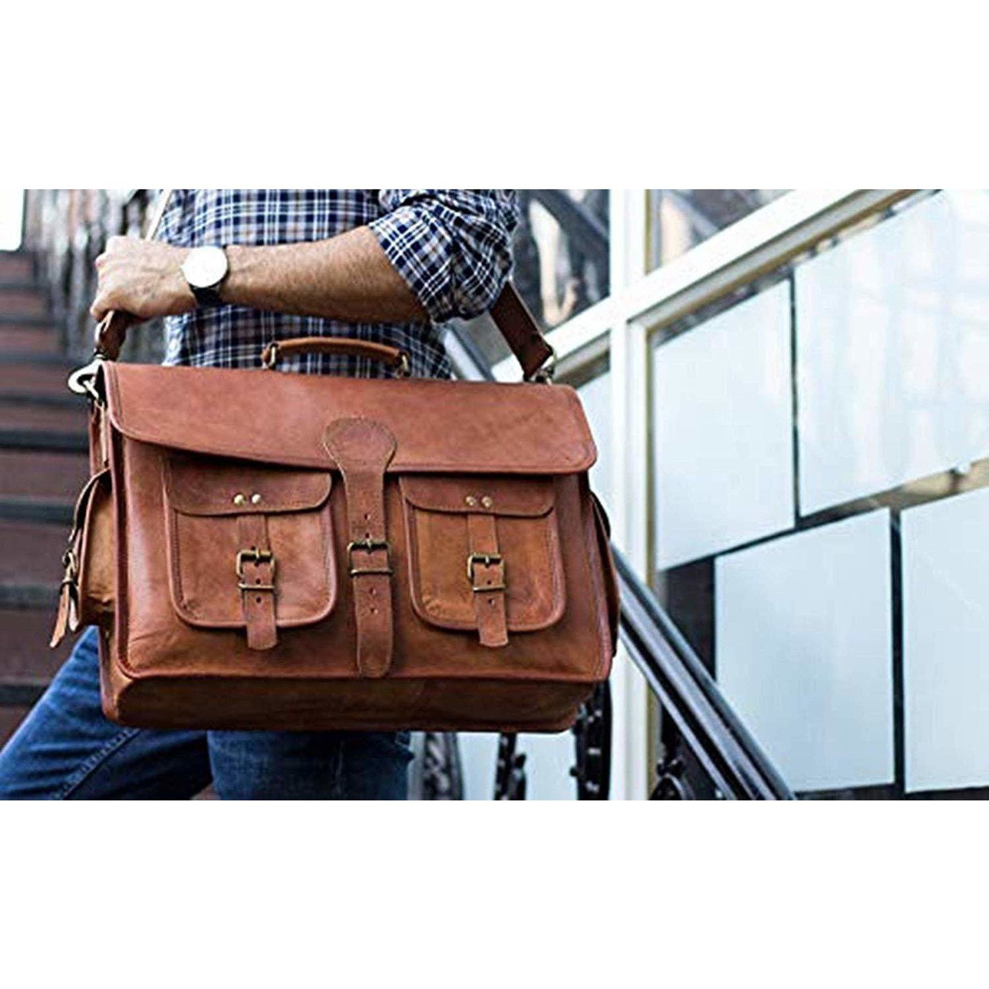 Vintage Brown casual Handmade Briefcase Leather Bag