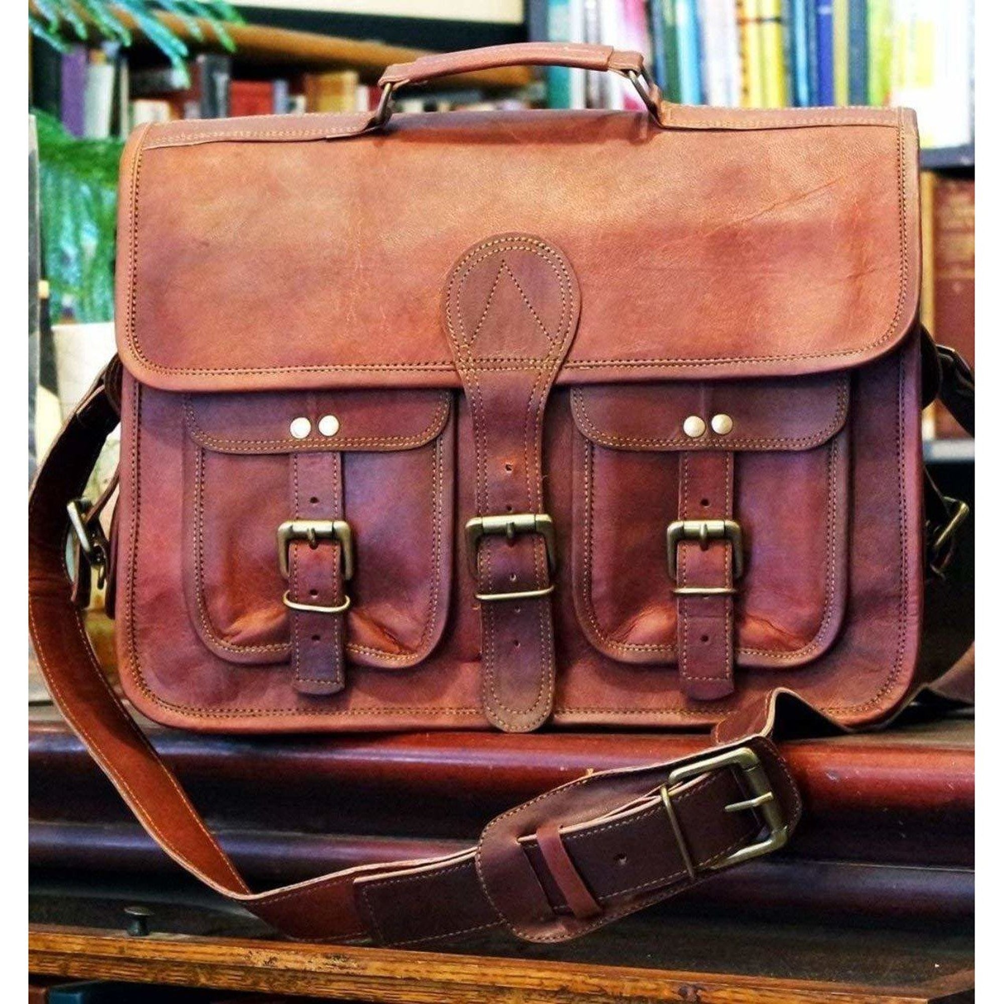 Vintage Brown casual Handmade Briefcase Leather Bag