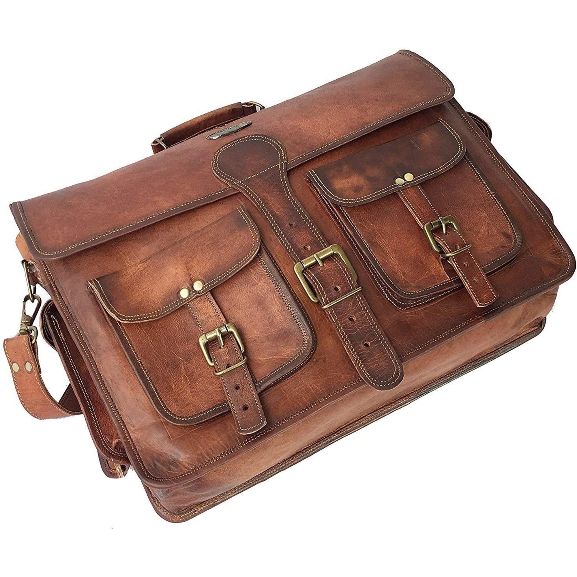 Vintage Brown casual Handmade Briefcase Leather Bag