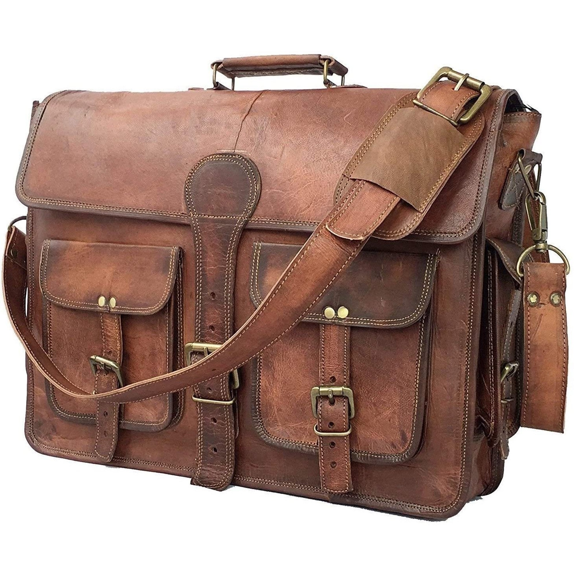 Vintage Brown casual Handmade Briefcase Leather Bag