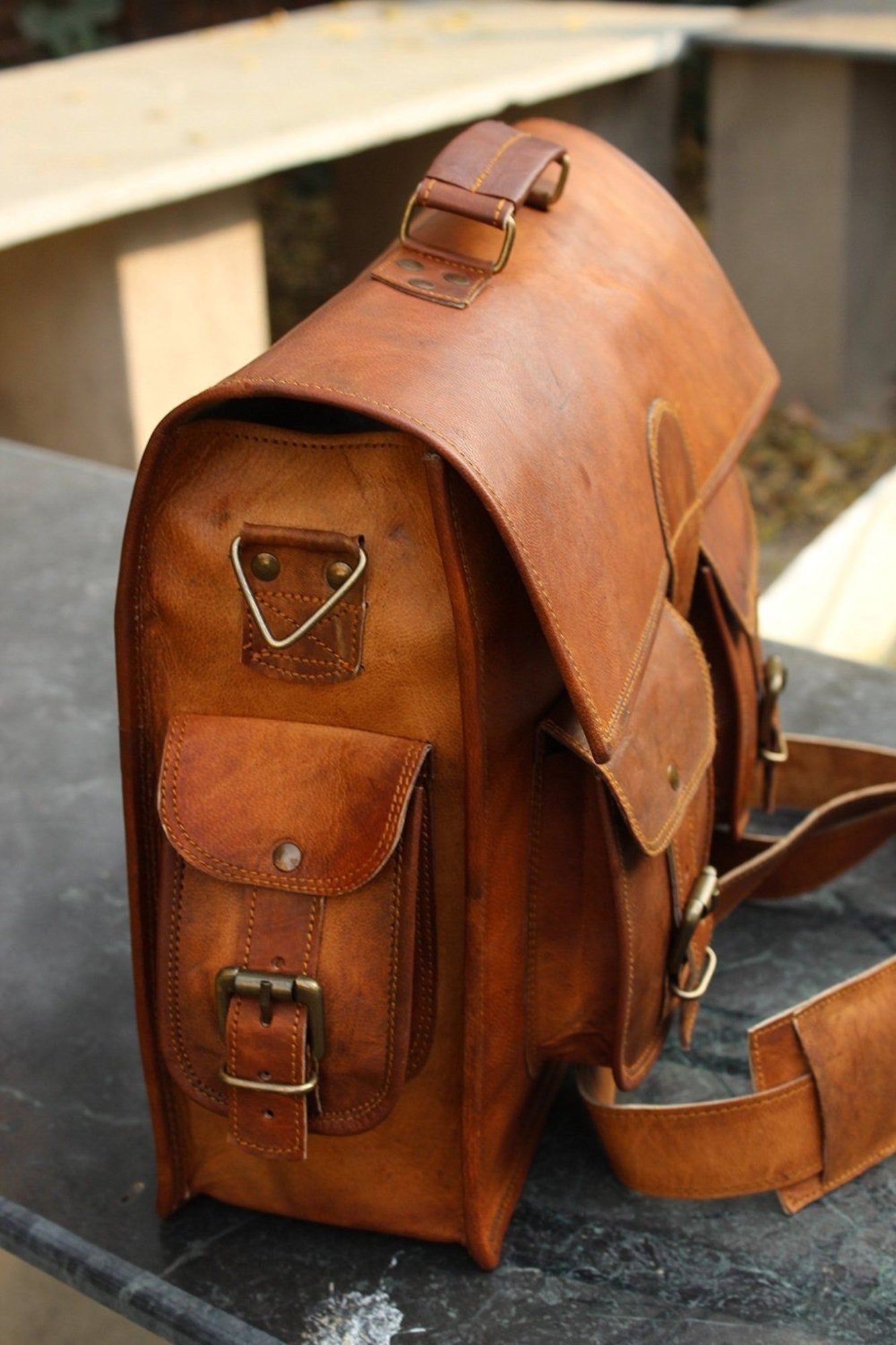 Vintage Brown casual Handmade Briefcase Leather Bag