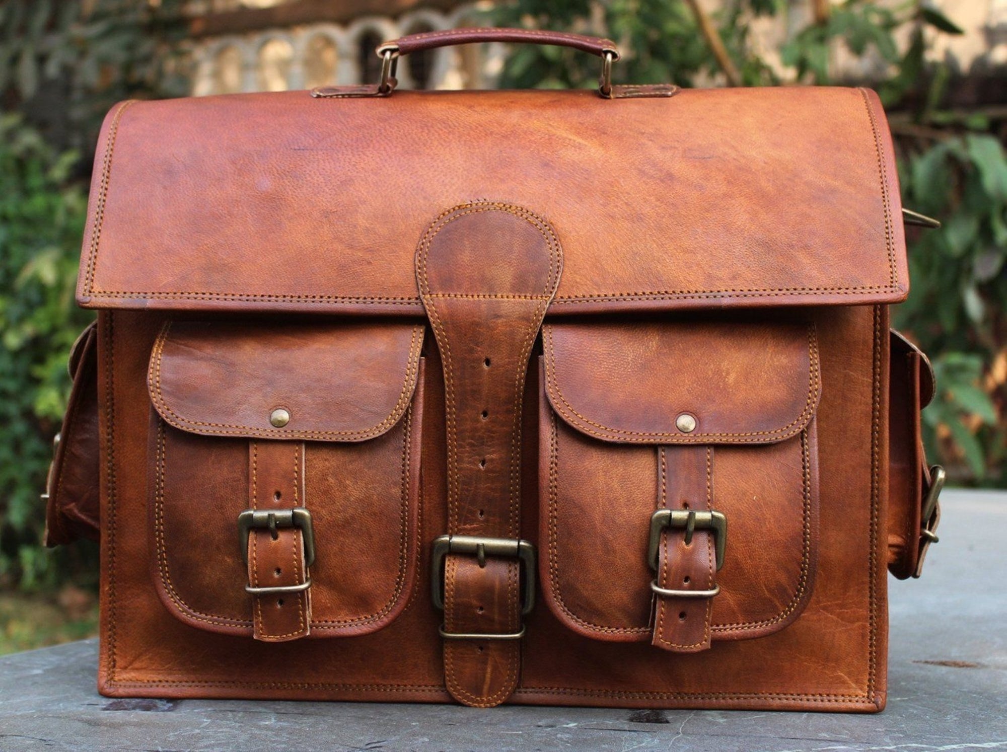 Vintage Brown casual Handmade Briefcase Leather Bag