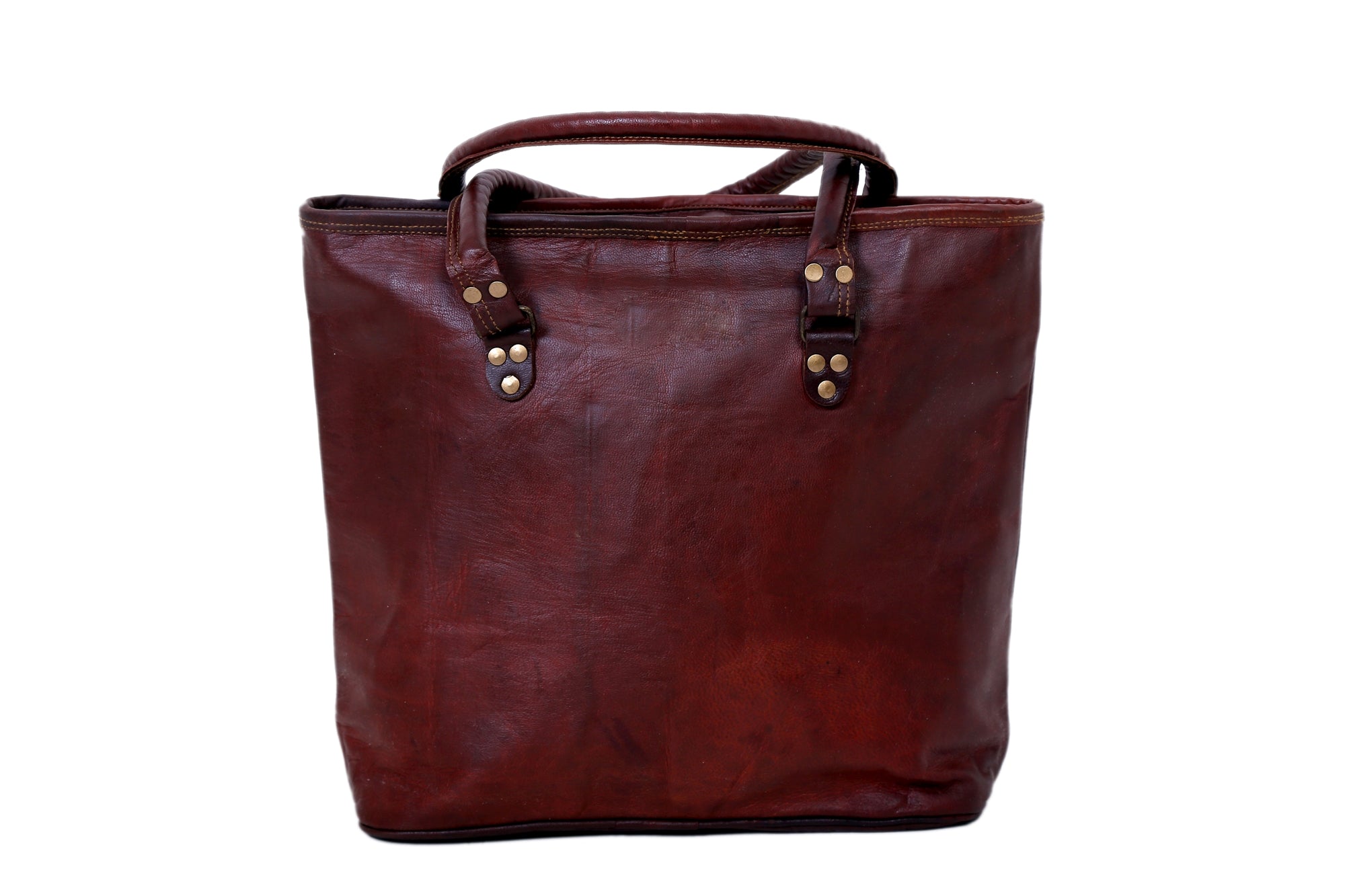 Handmade Genuine Leather Tote bag Ladies Hand Purse with Top Handle and Big Pocket - Vish Leather