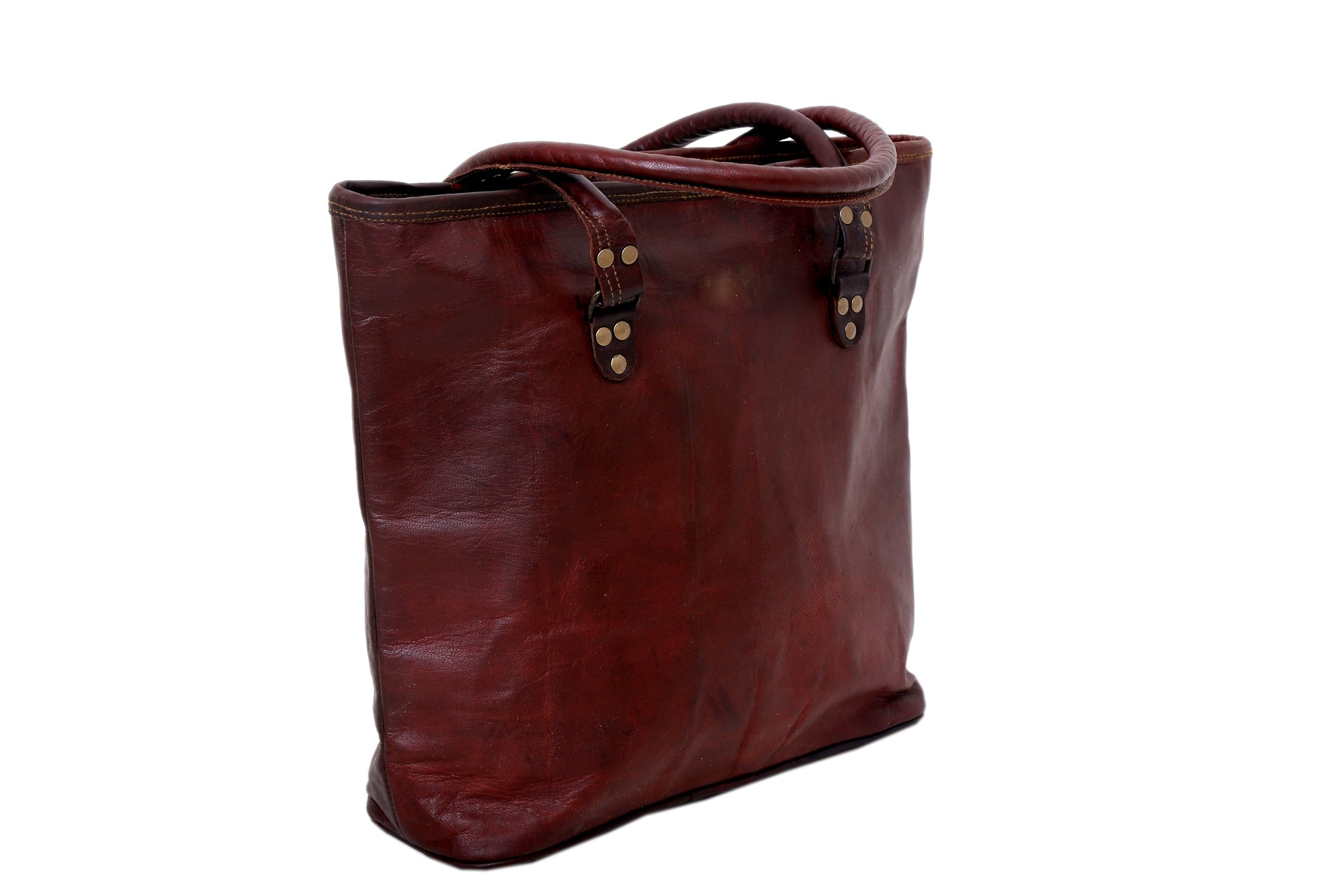 Handmade Genuine Leather Tote bag Ladies Hand Purse with Top Handle and Big Pocket - Vish Leather