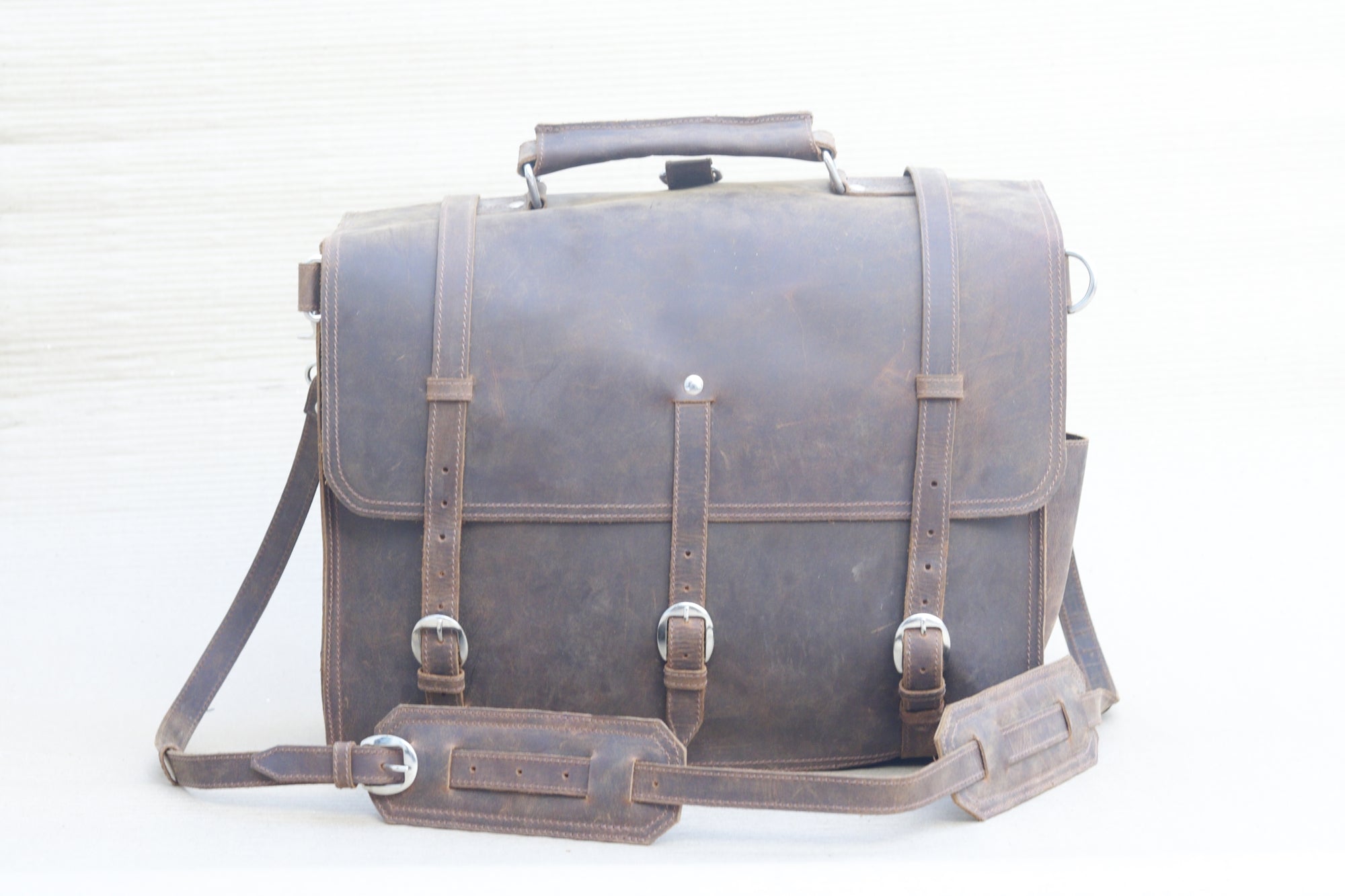 Black Full Grain Cow Leather Backpack & Briefcase