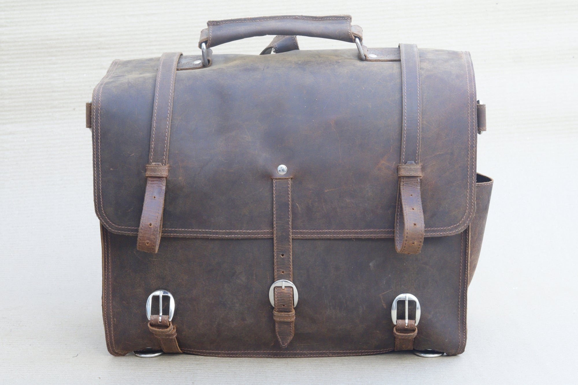 Black Full Grain Cow Leather Backpack & Briefcase