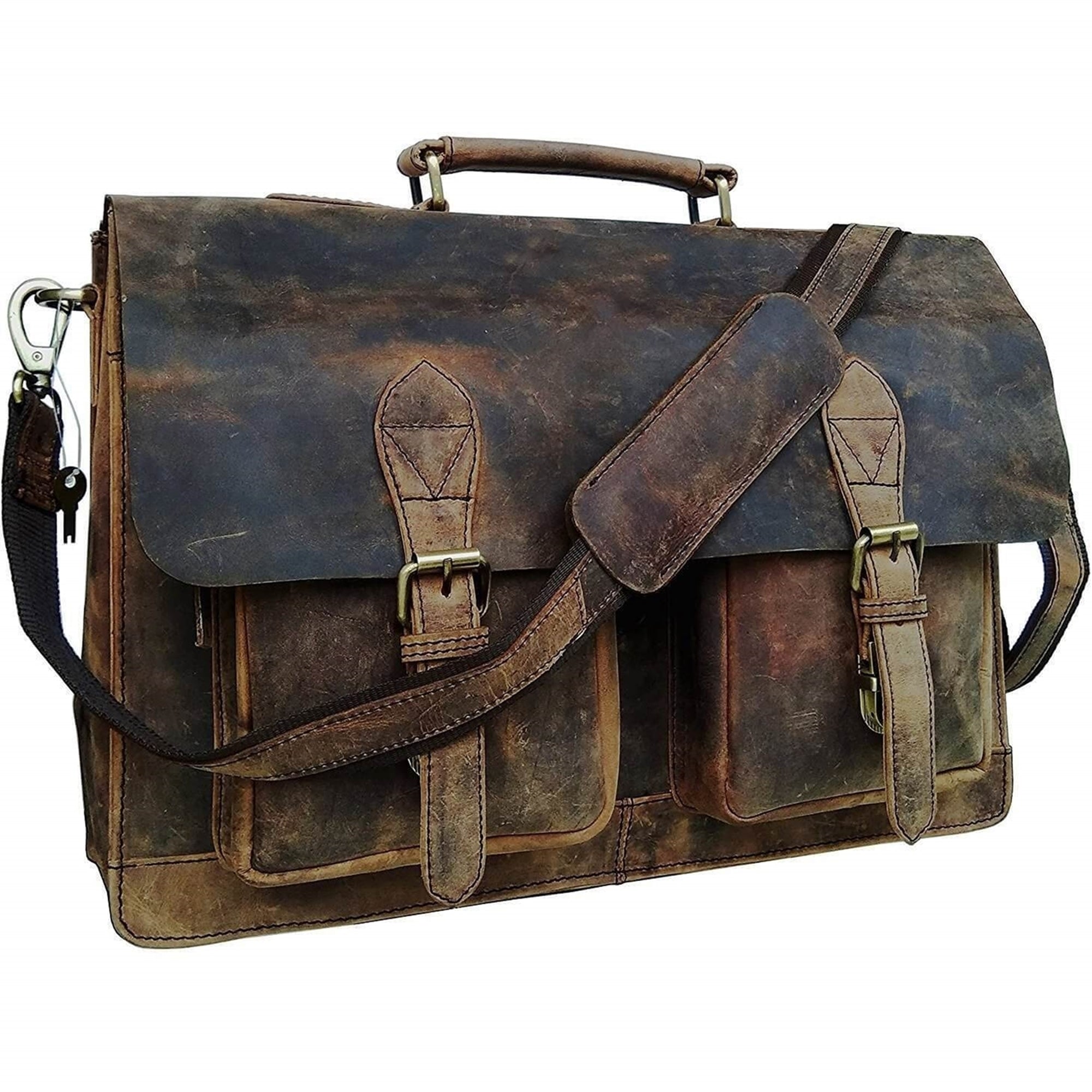 Vintage Retro Buffalo Leather Briefcase - Vish Leather