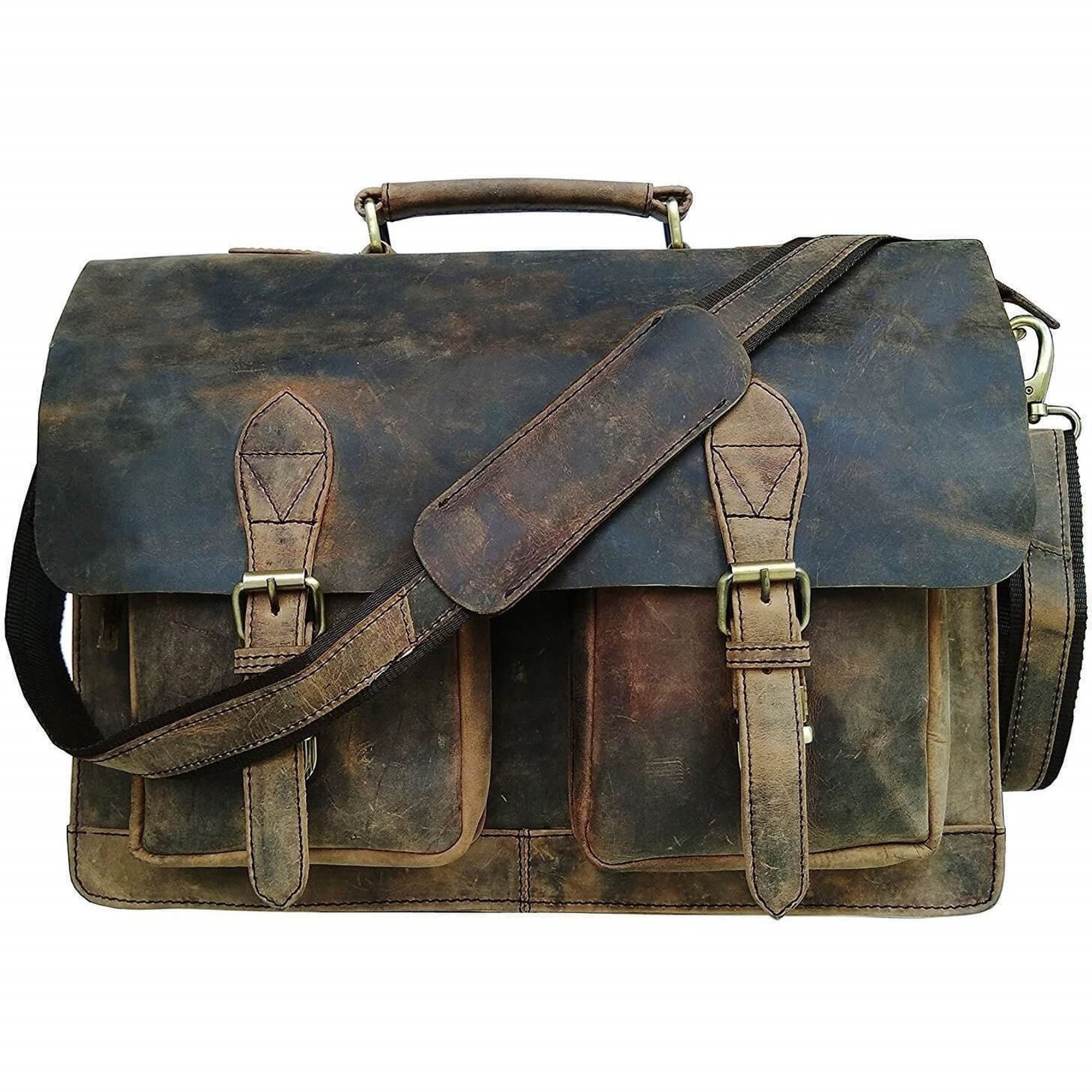 Vintage Retro Buffalo Leather Briefcase - Vish Leather