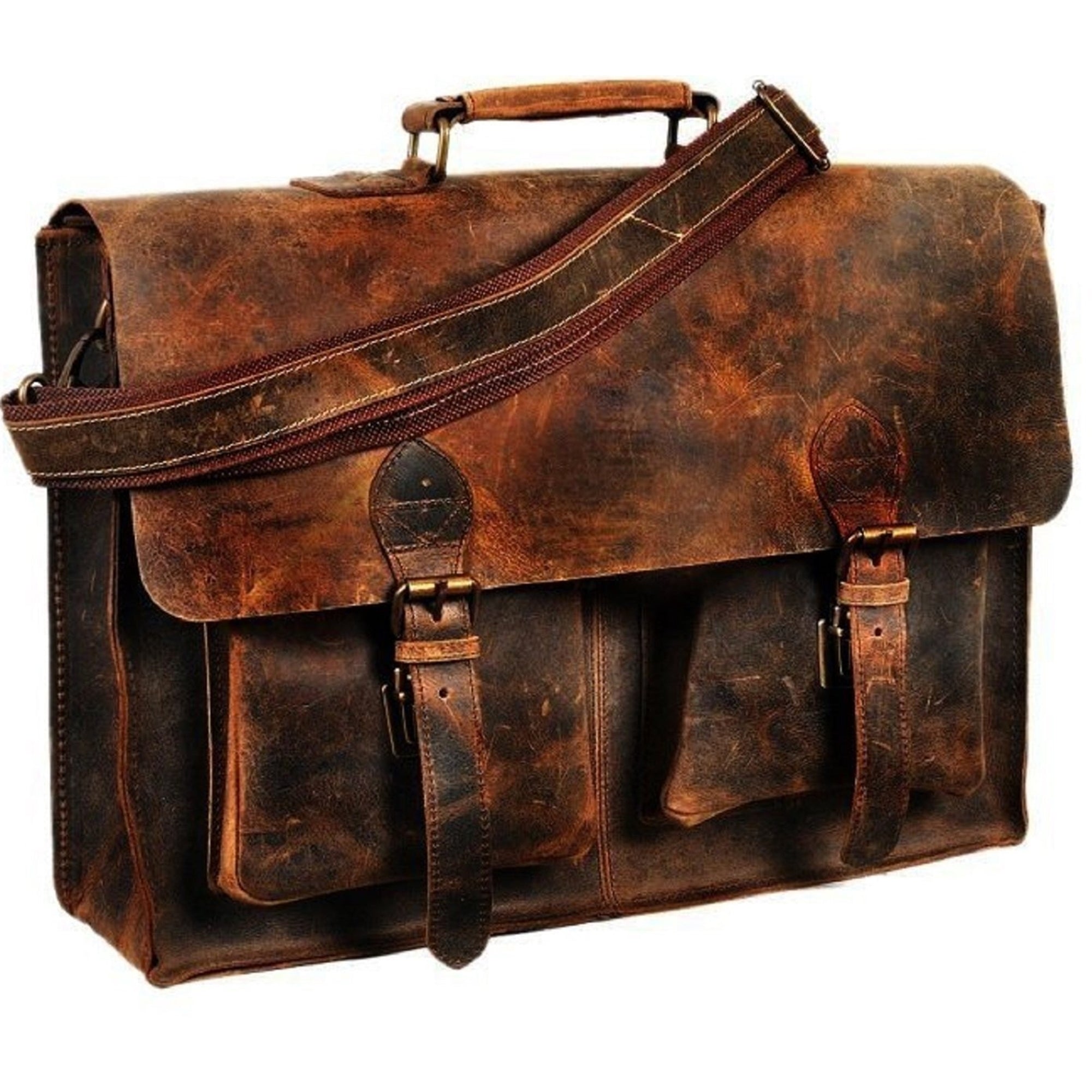 Retro Vintage Crazy Horse Leather Briefcase