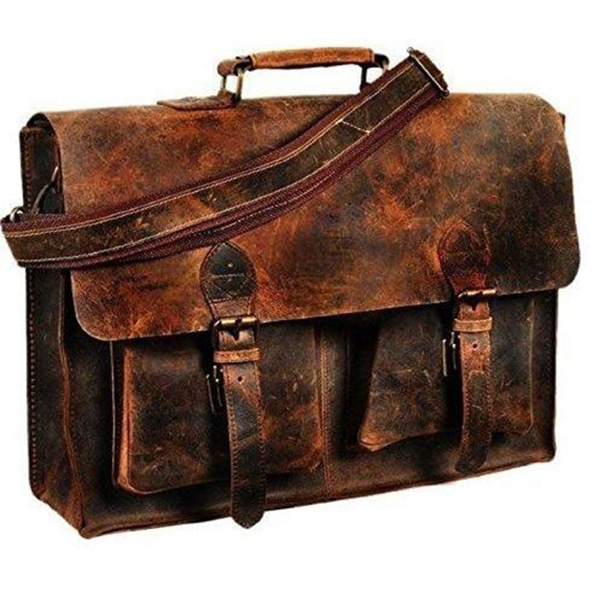 Retro Vintage Crazy Horse Leather Briefcase