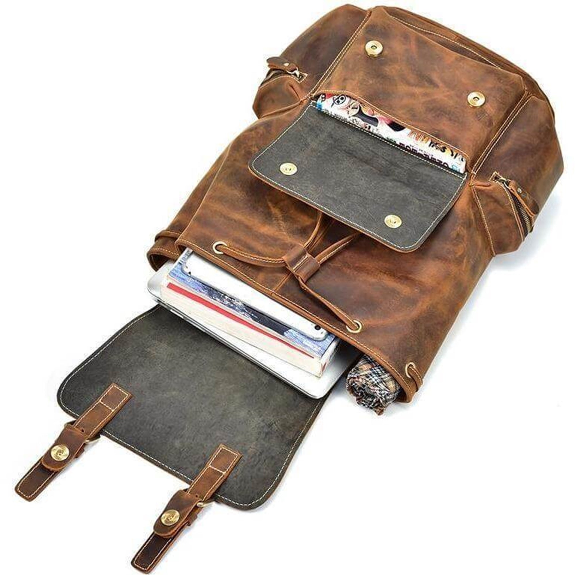 Crazy horse Buffalo Leather Backpack Martha