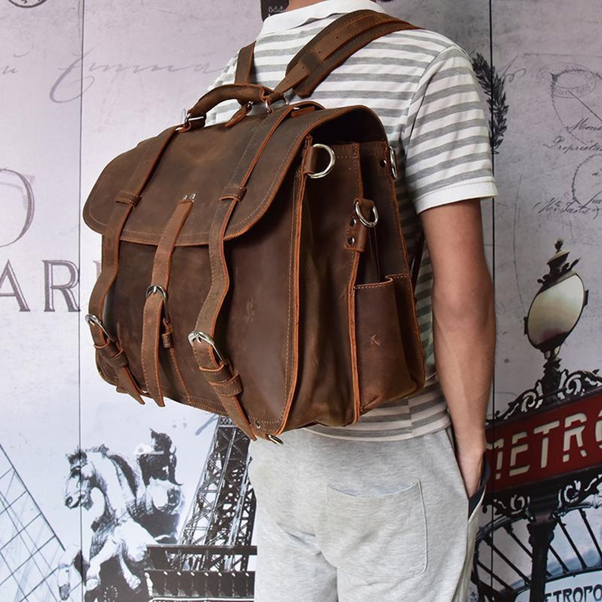 Vintage Brown Premium Cow Leather Saddle Bag