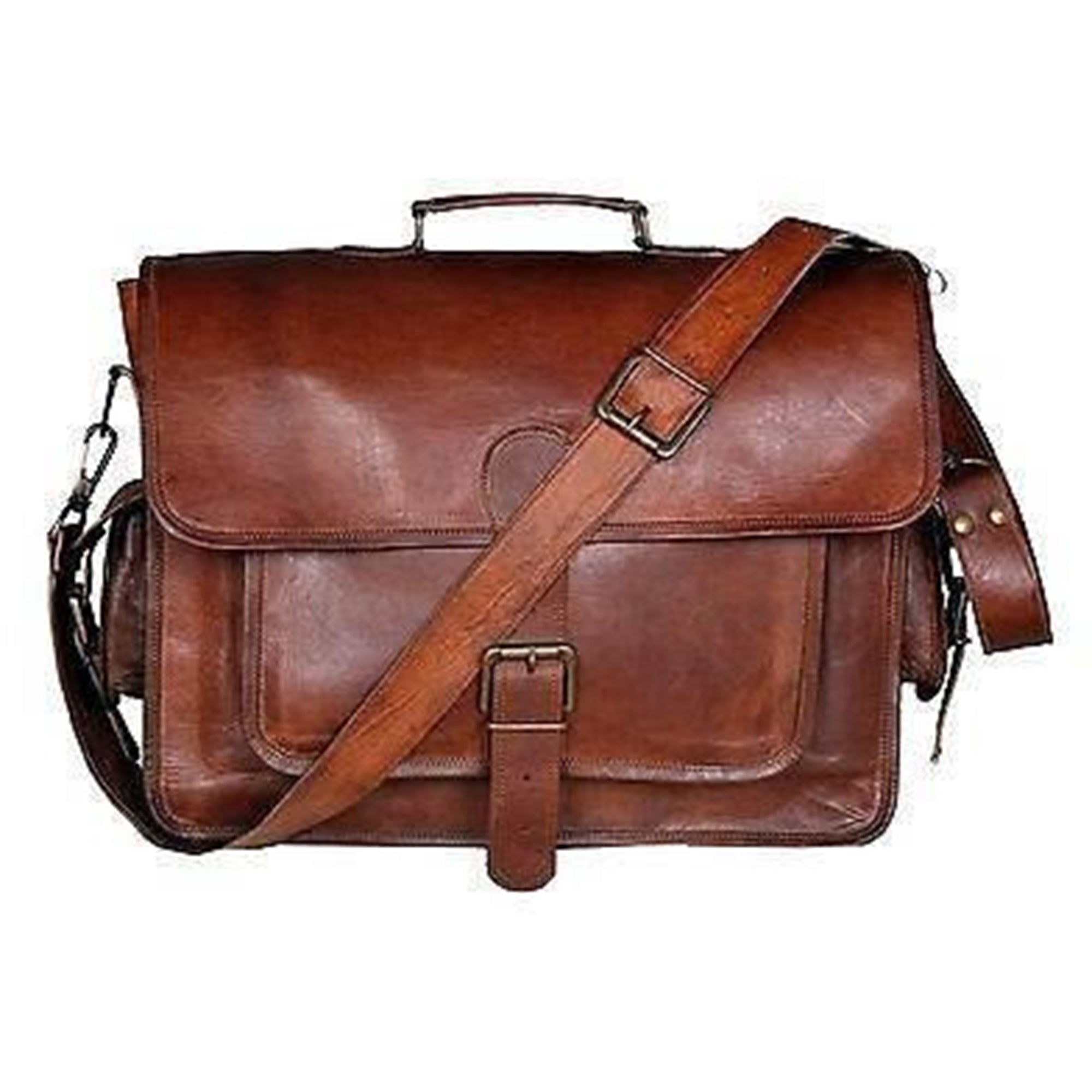 Brown Leather Spacious Premium Quality Laptop Leather Briefcase