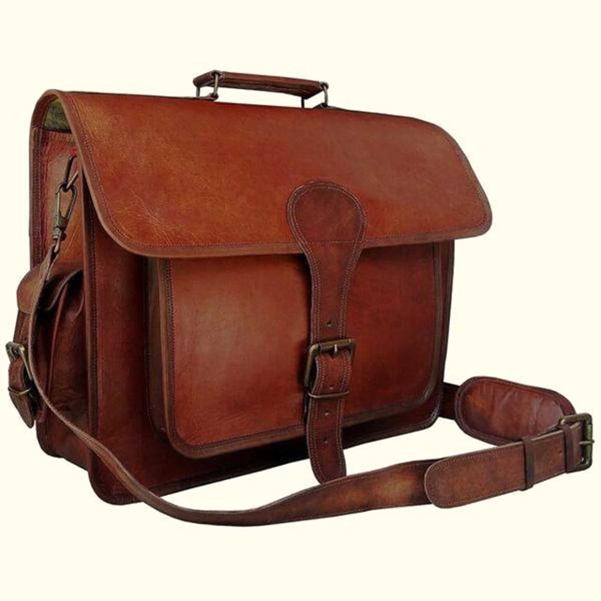 Brown Leather Spacious Premium Quality Laptop Leather Briefcase