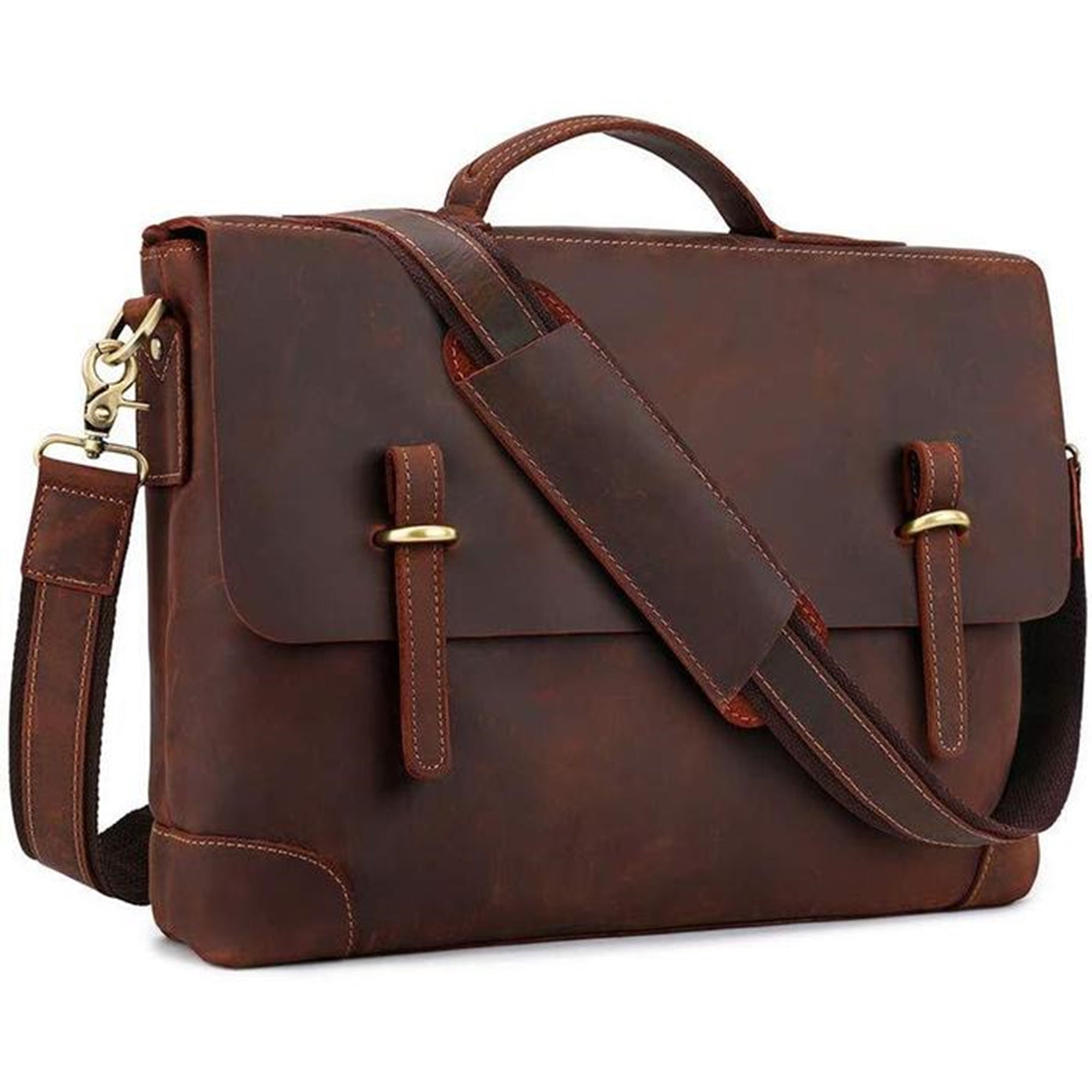 Premium Cowhide Leather Business Briefcase Bag