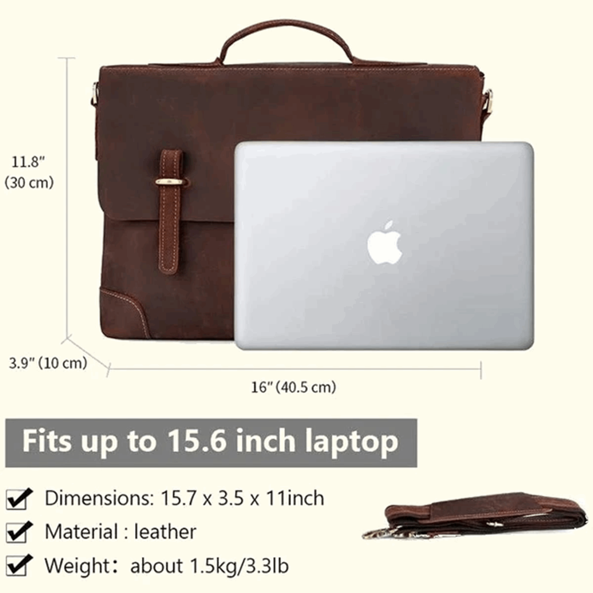 Premium Cowhide Leather Business Briefcase Bag