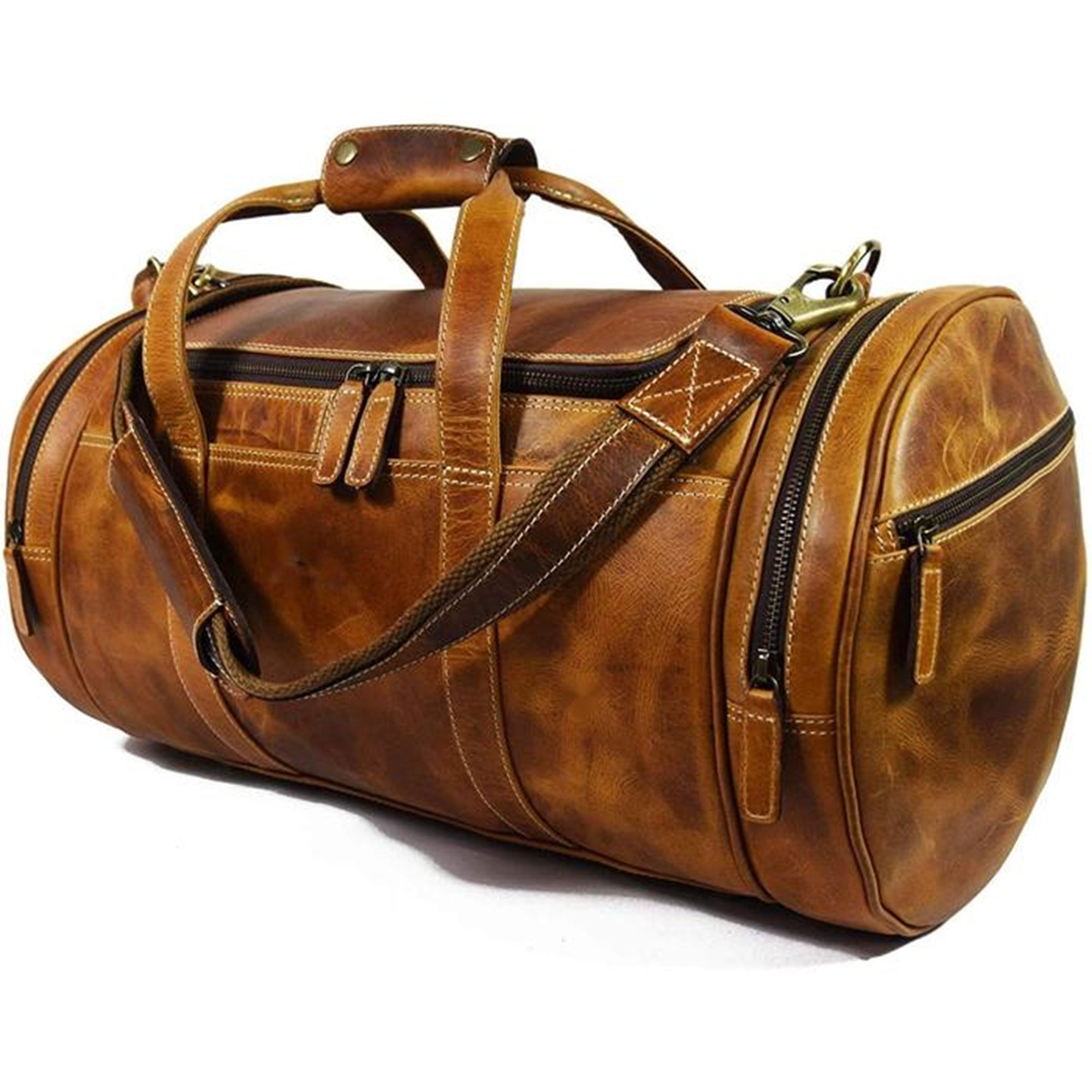 Handmade Round Barrel Weekend Travelling / Gym Duffel Bag