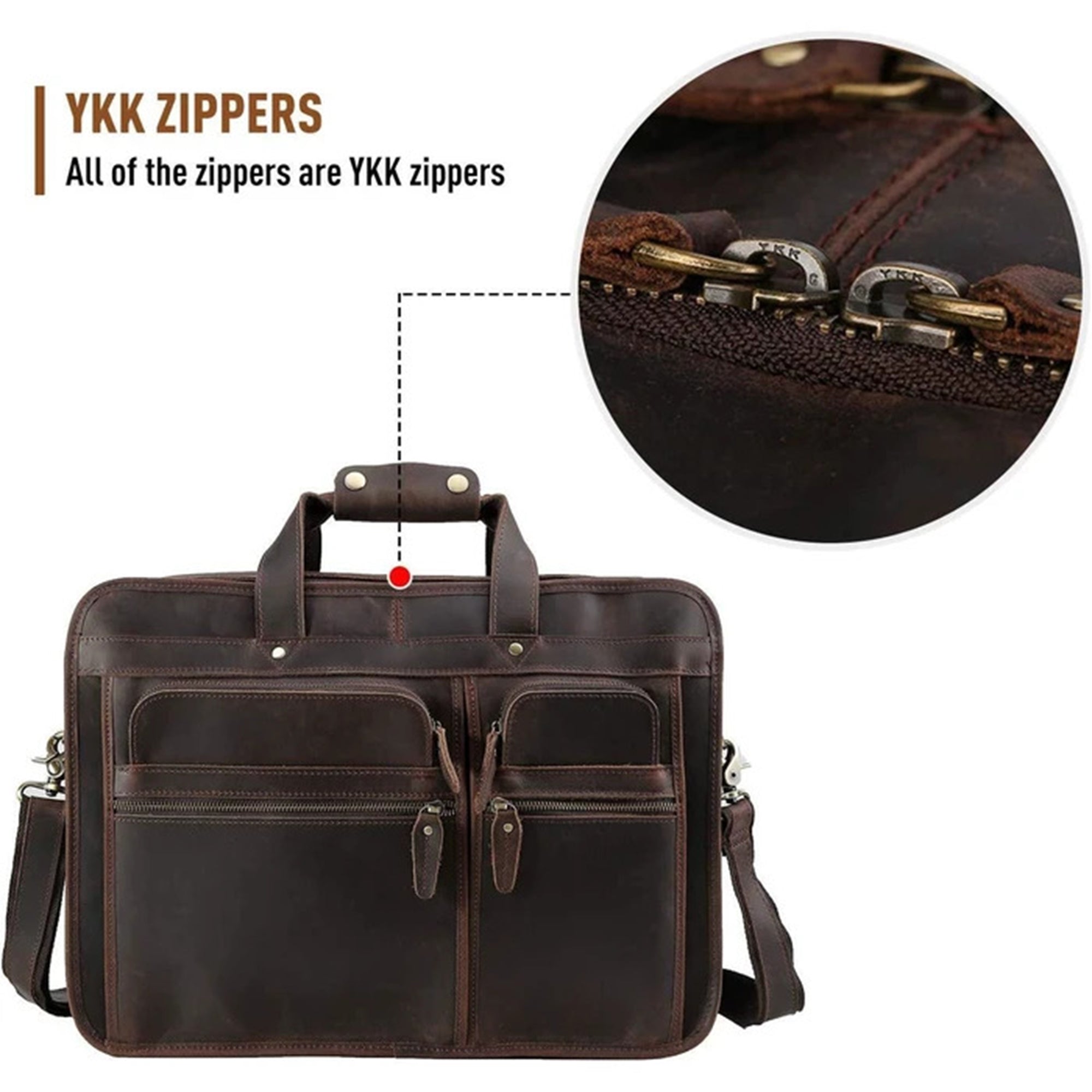 Full Grain Large Brown Leather laptop Briefcase Bag