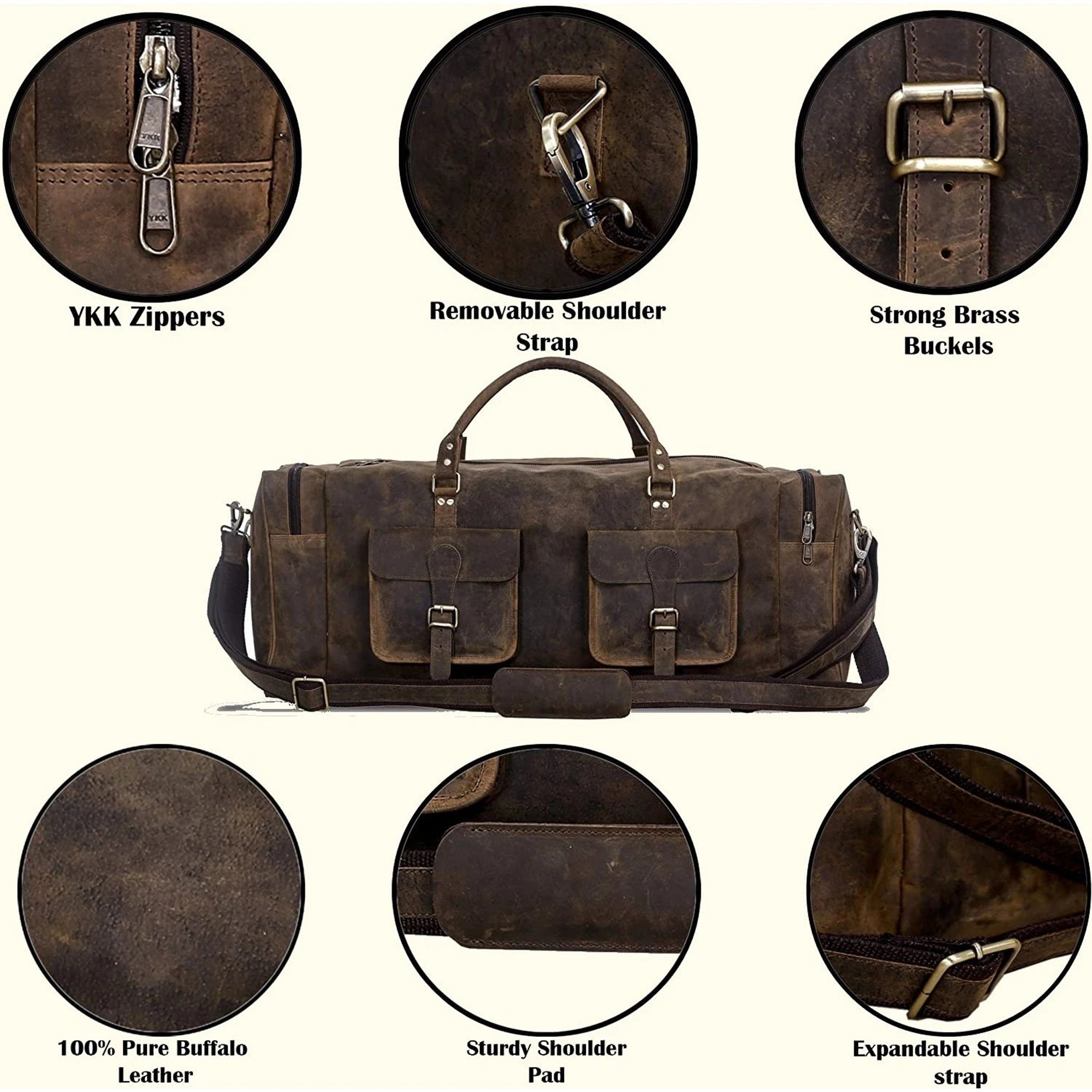 Weekender Large Travelling Buffalo Leather Duffel Bag