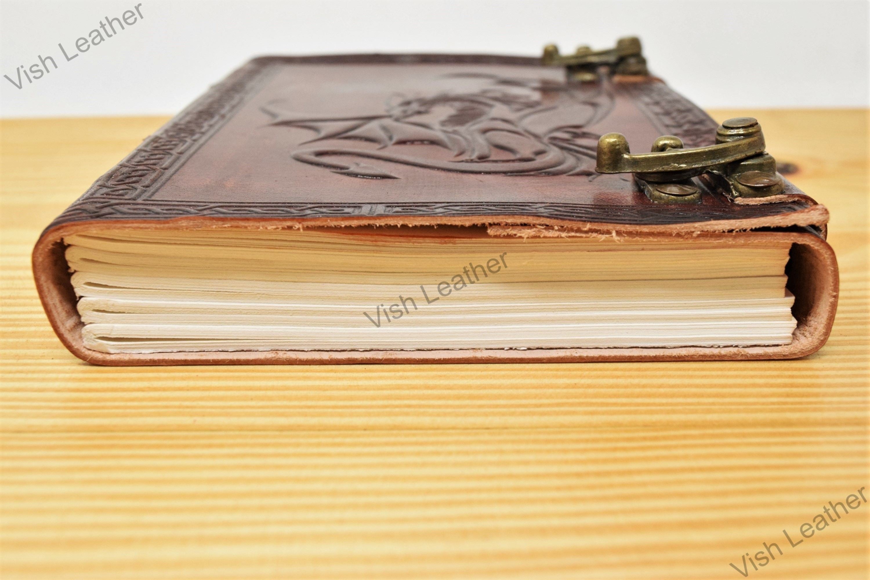 Rustic dnd leather journal - fire dragon double lock