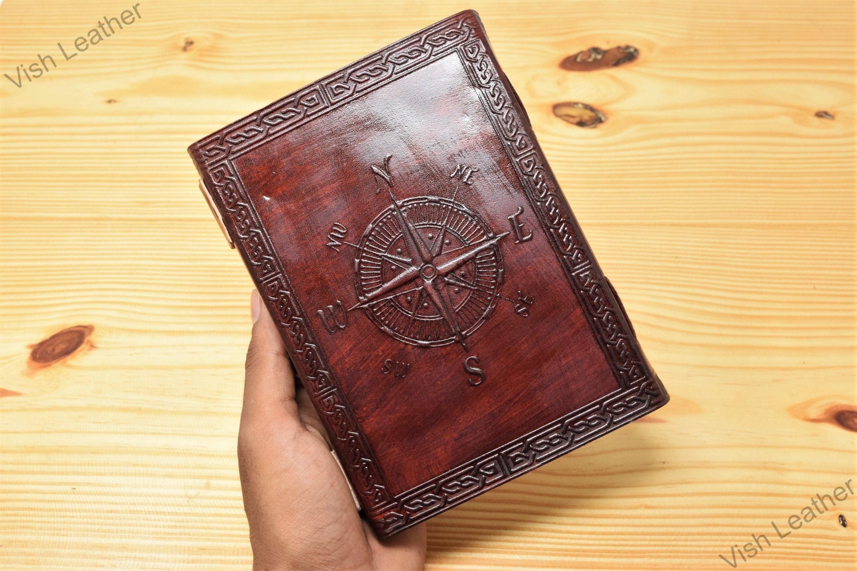 Rustic dnd leather journal - fire dragon double lock