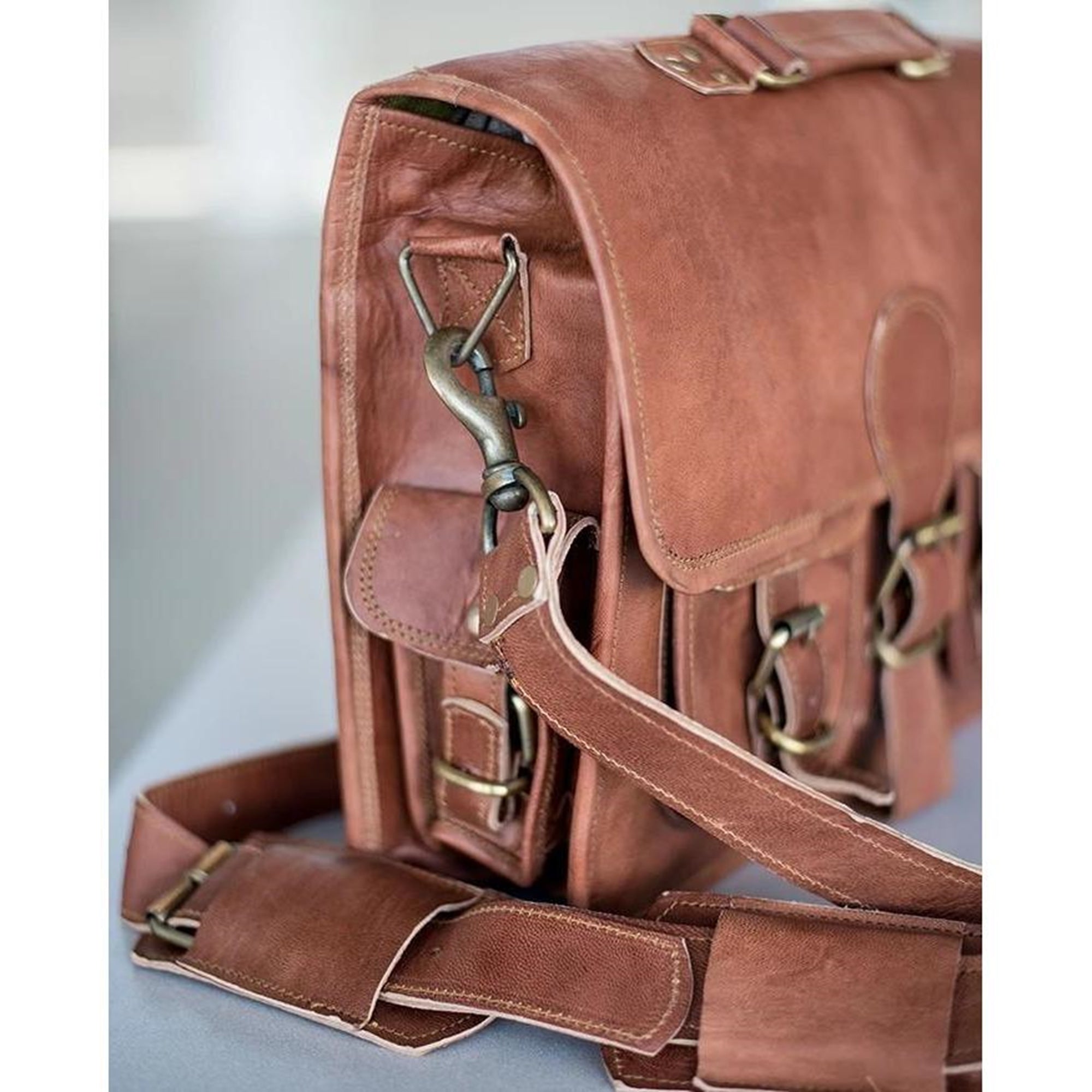 Vintage Brown casual Handmade Briefcase Leather Bag